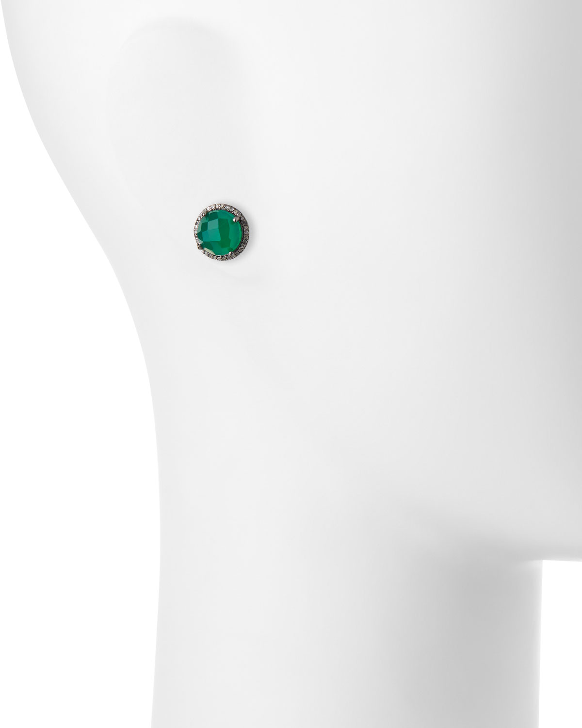 Faceted Green Onyx & Diamond Earrings