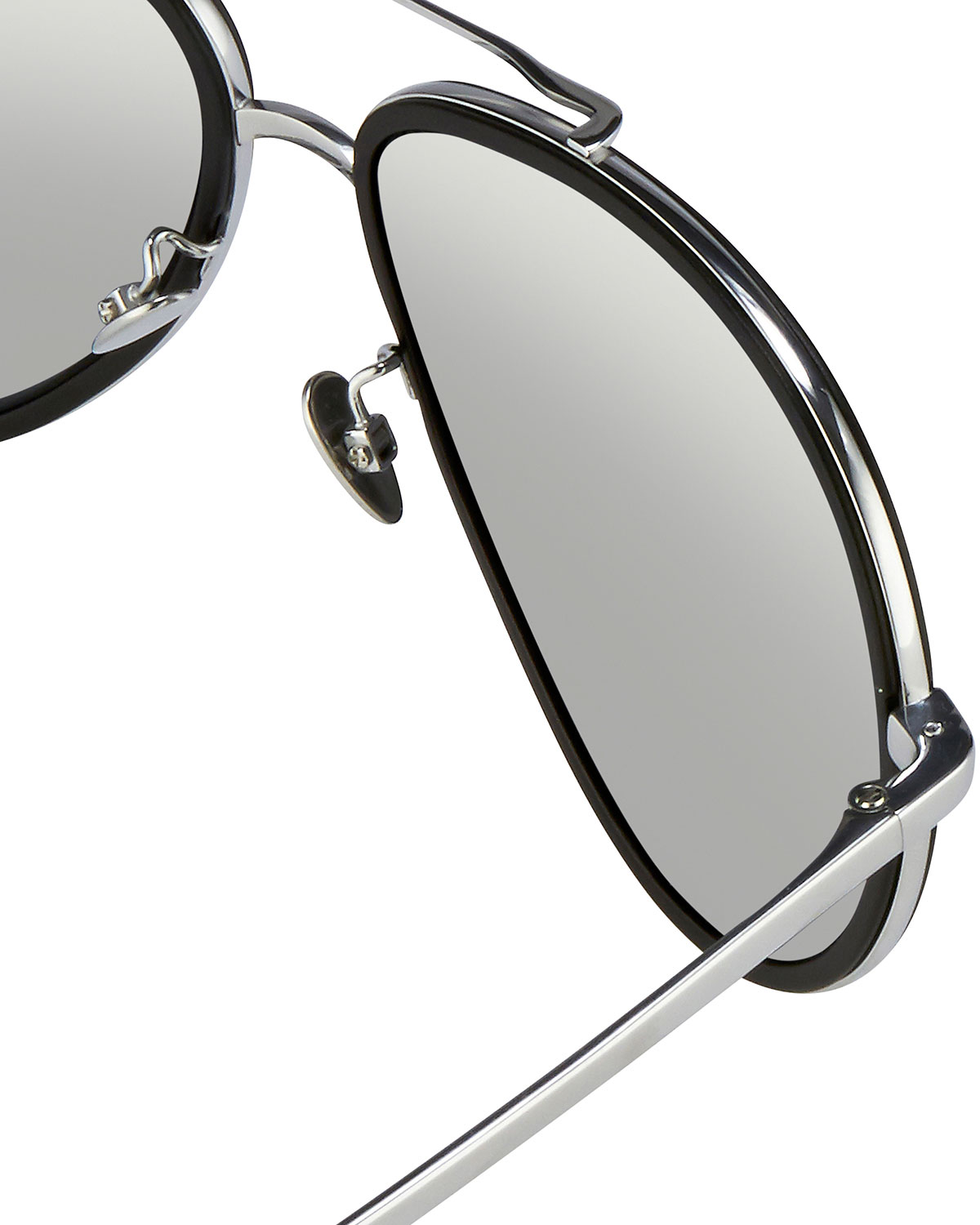Two-Tone Aviator Sunglasses, White Gold/Platinum