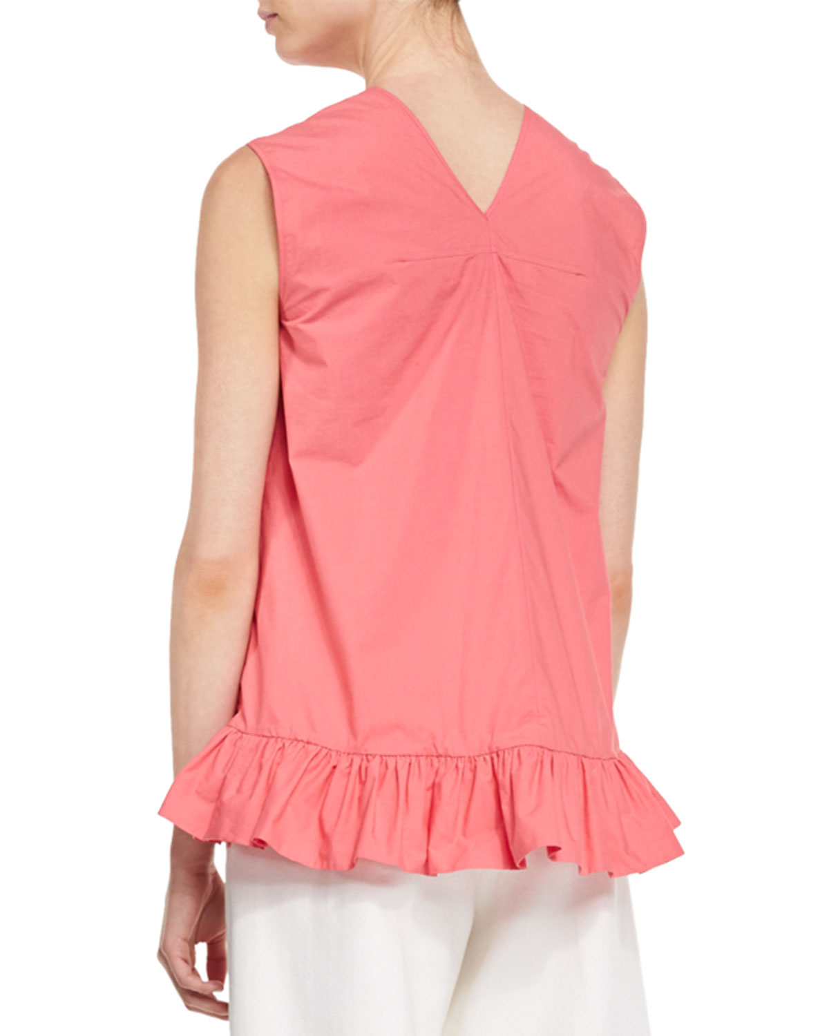 Sleeveless Ruffled-Hem Tunic, Pink Candy