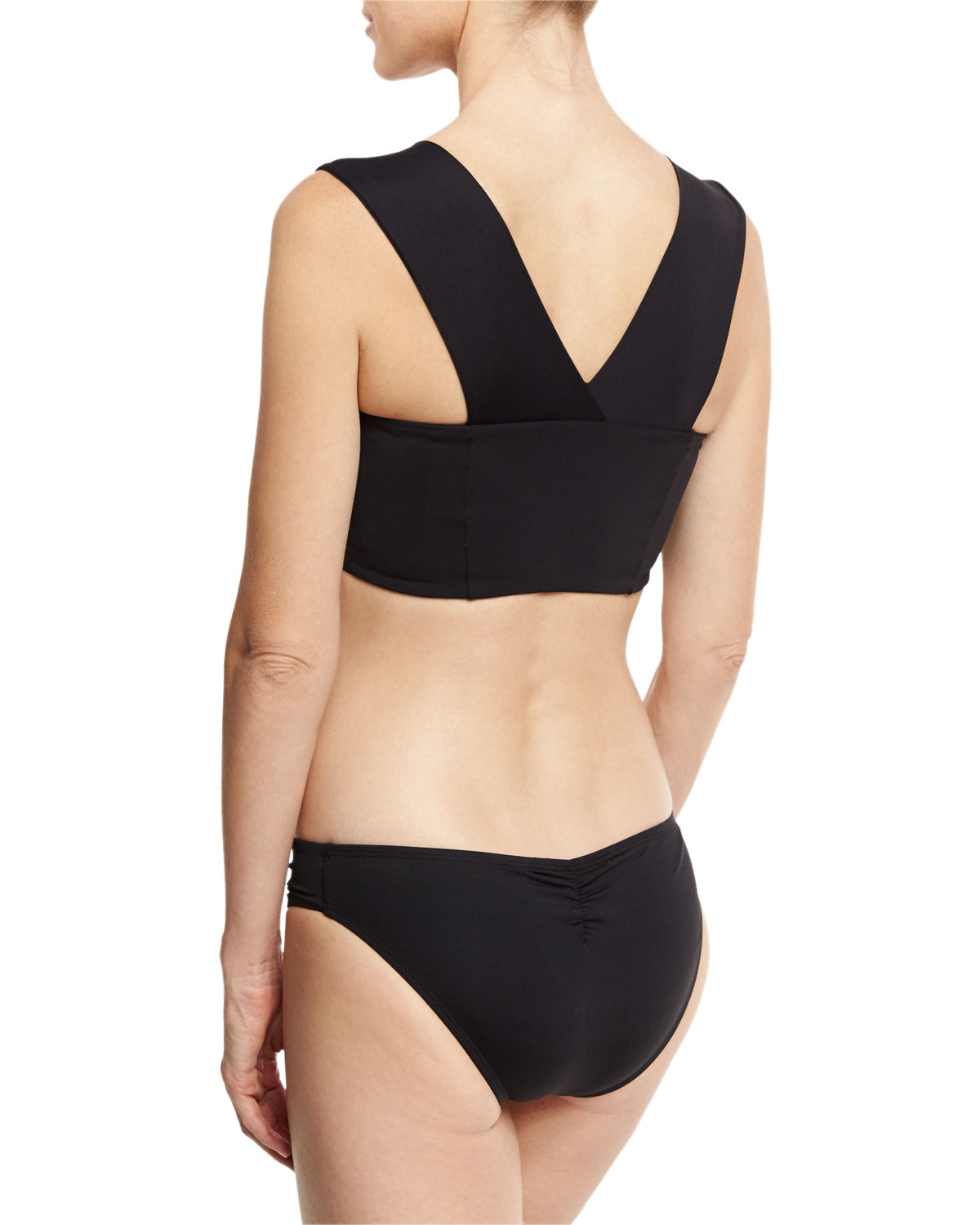 Parker Square-Neck Swim Top, Black