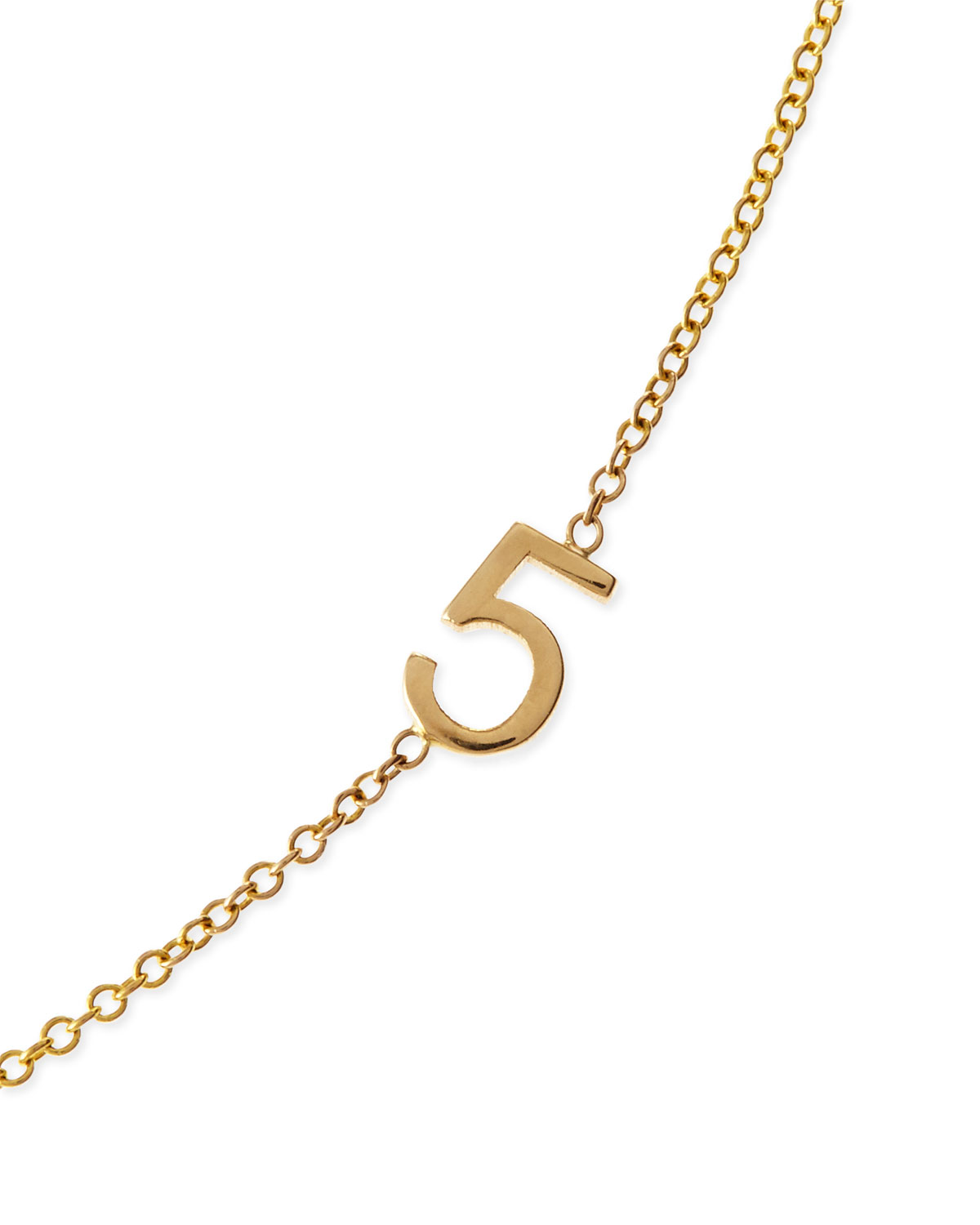 Mini Number Necklace, Yellow Gold