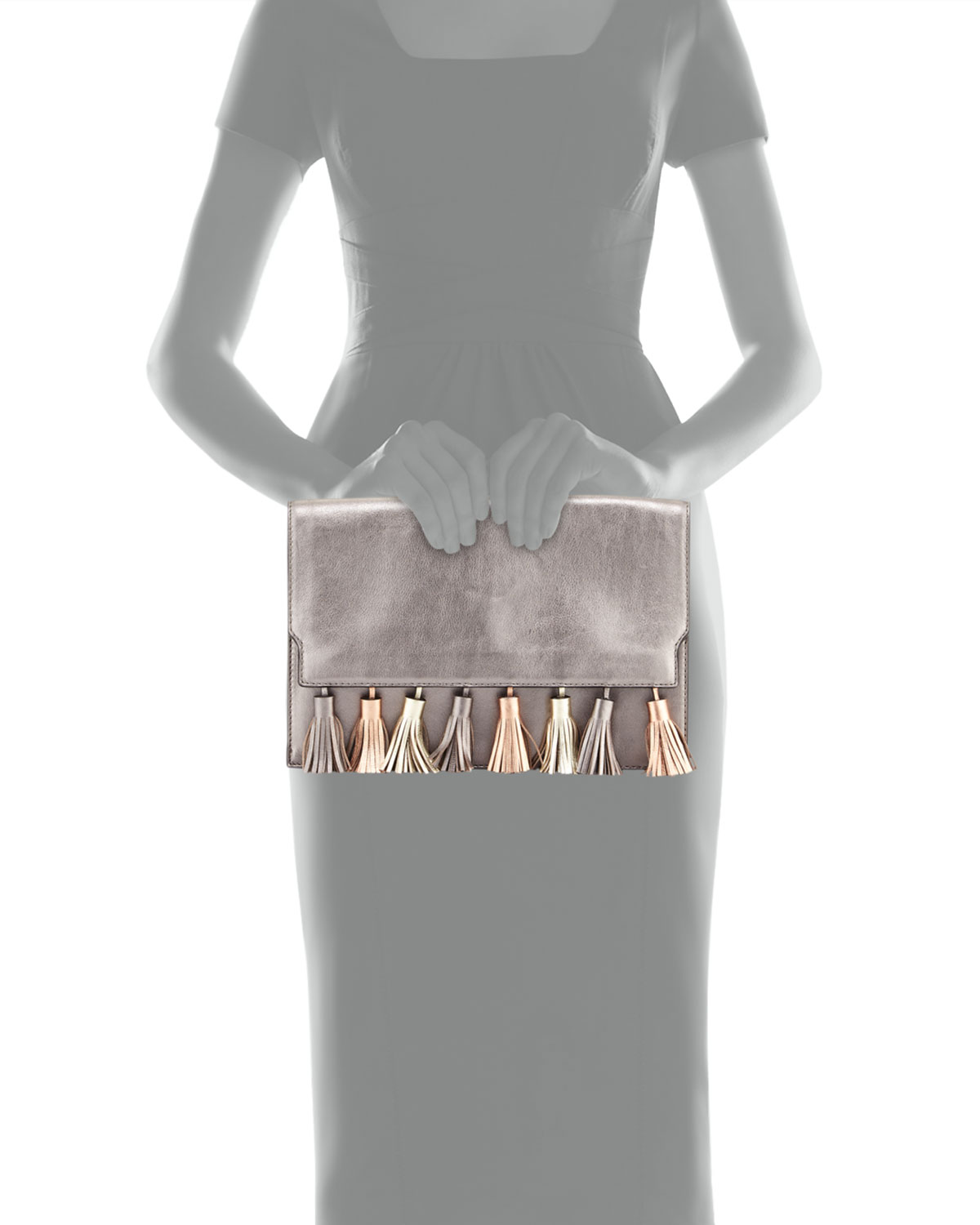 Sofia Tassel Leather Clutch Bag