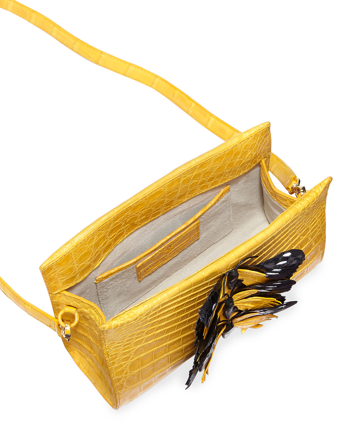 Butterfly Crocodile Small Clutch Bag, Yellow/Multi