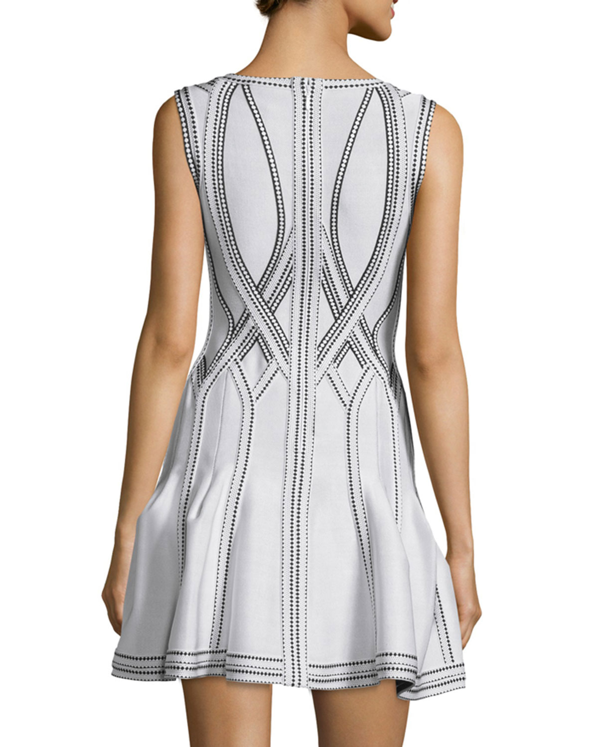 Godet-Pleated Tank Dress, Alabaster/Combo