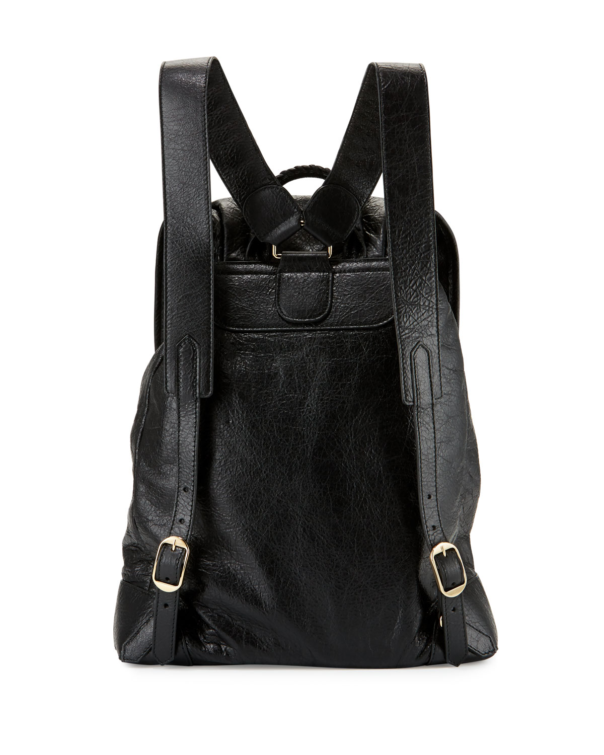 Classic Traveler Small Leather Backpack, Black