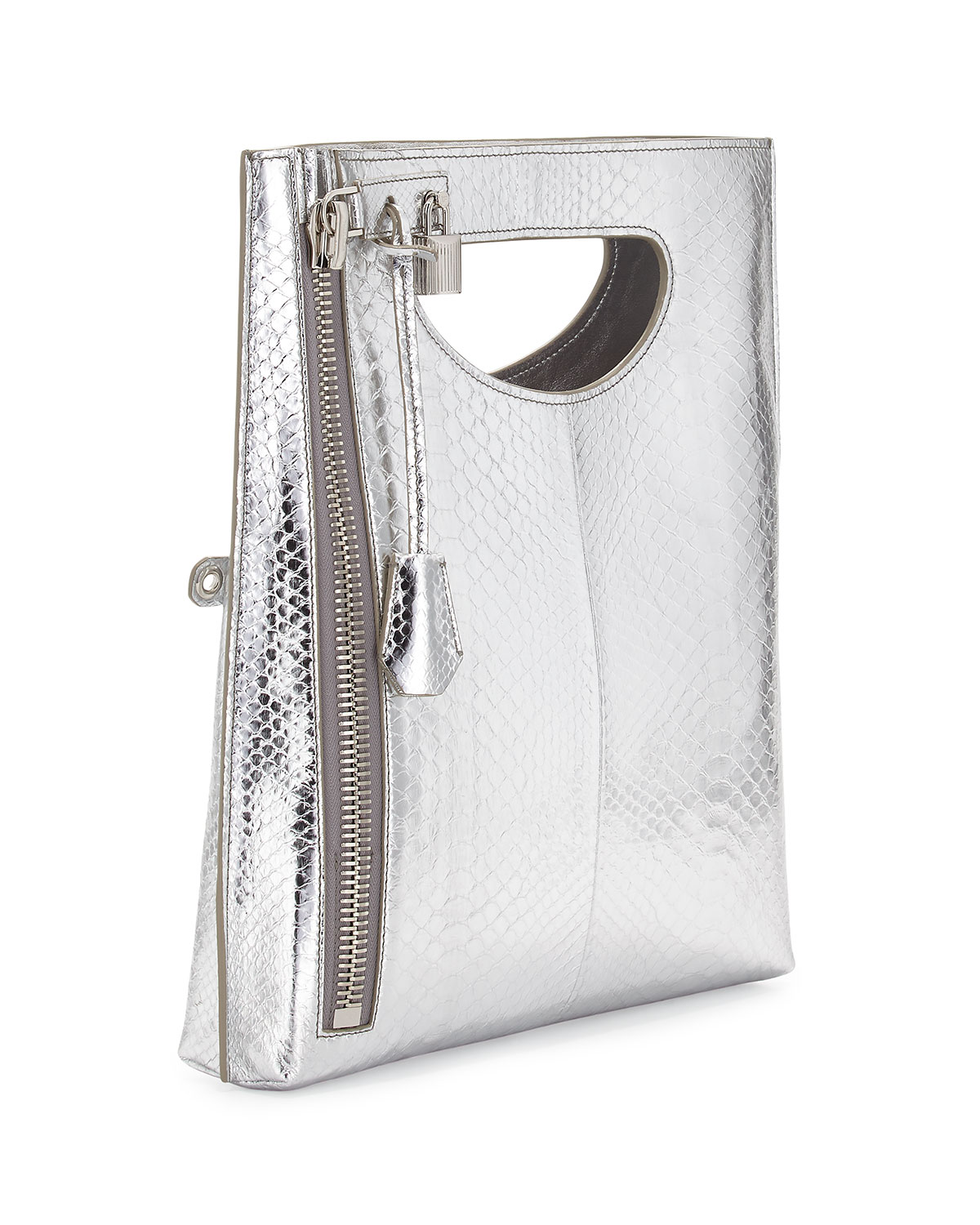 Alix Zip & Padlock Crossbody Bag, Silver