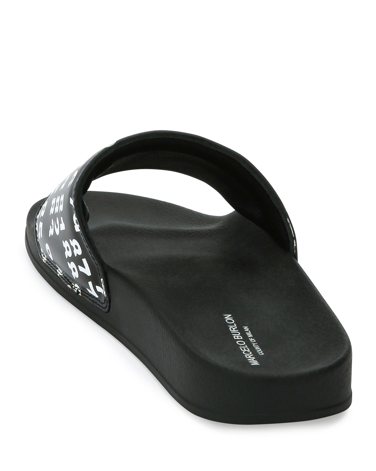 Lea Leather Pool Slide Sandal, Black