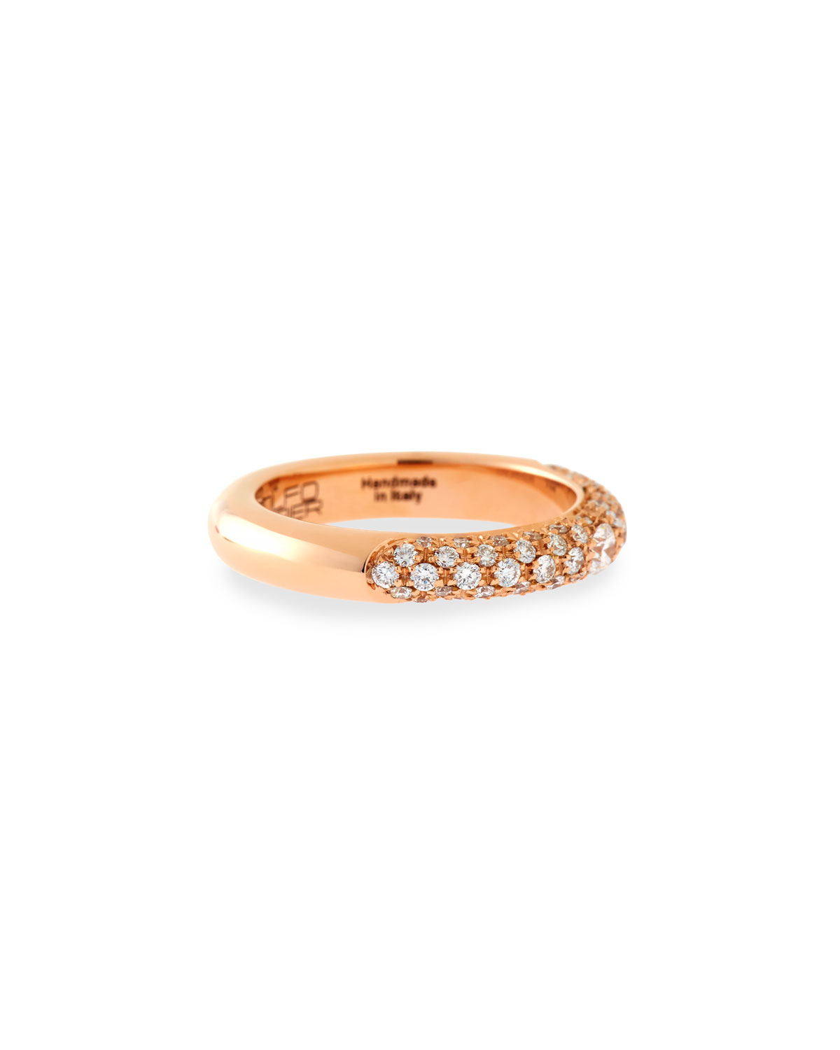 18K Rose Gold Ring with White & Champagne Diamonds, Size 6.5