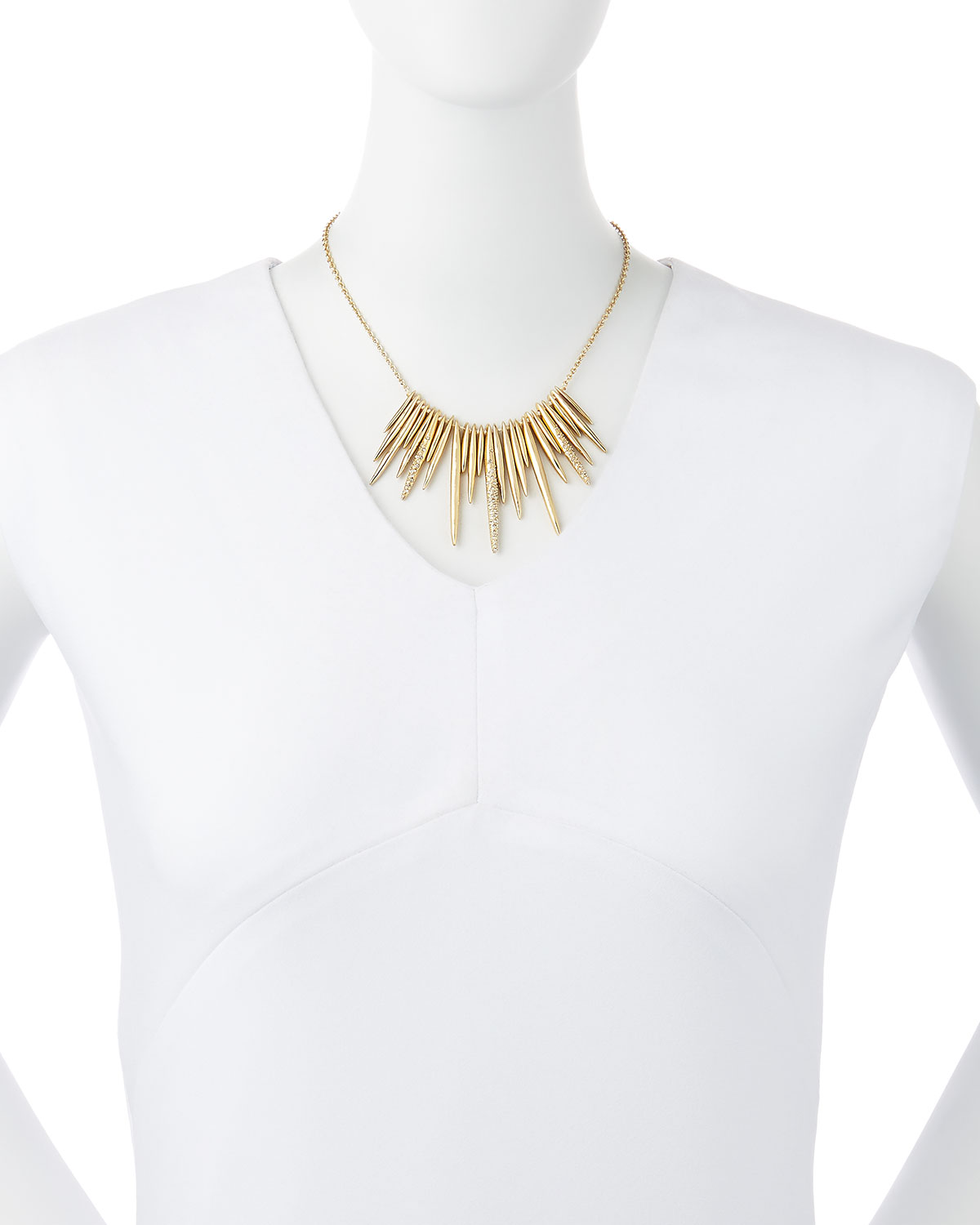 Golden Crystal Spike Bib Necklace