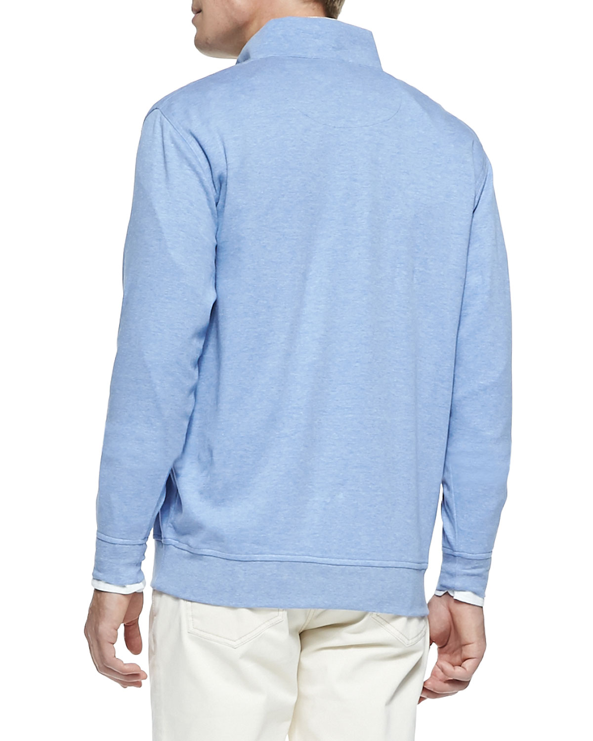 Cotton-Blend 1/2-Zip Pullover, Elixir Blue