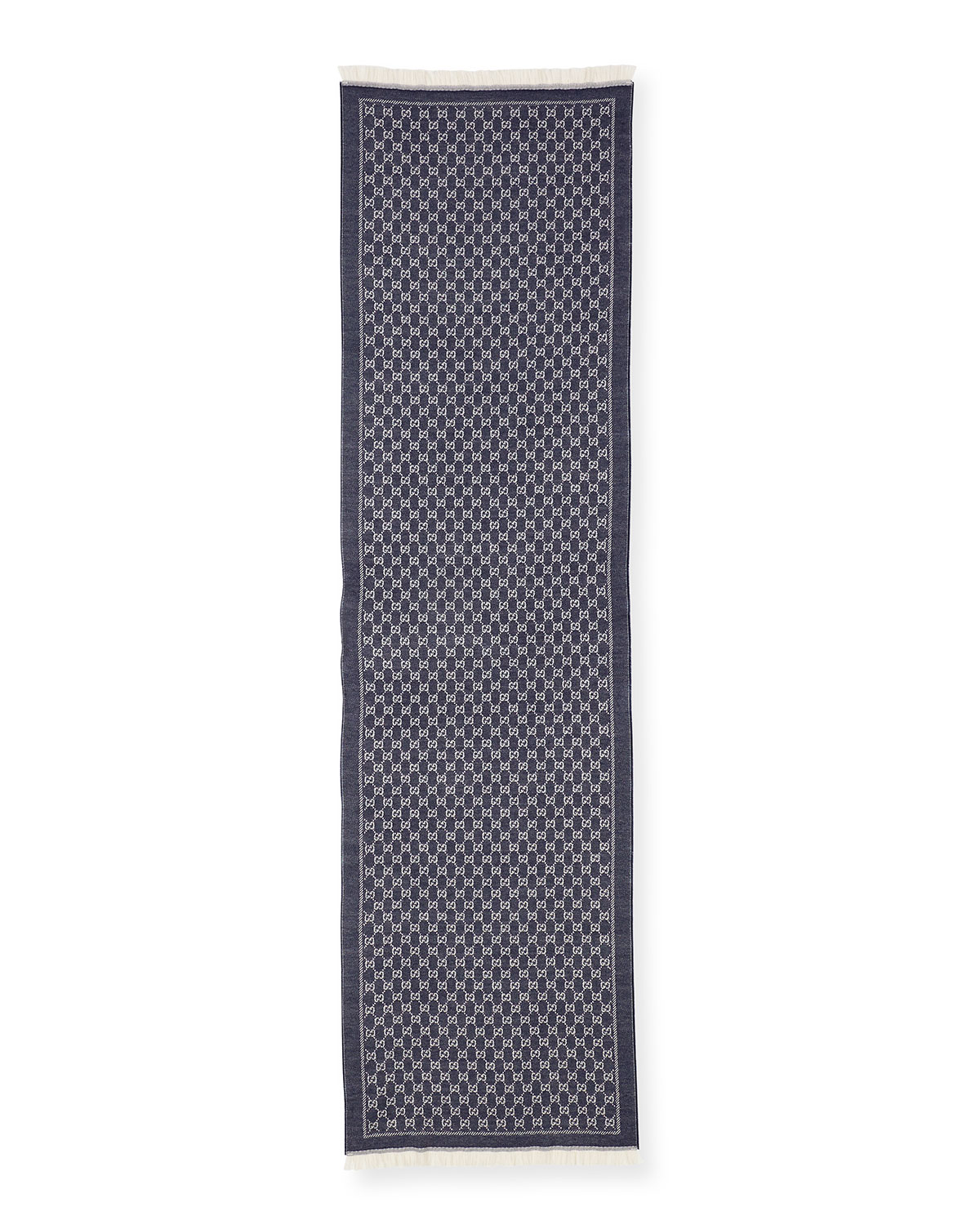 Reversible Wool Stencil Scarf, Sand/Blue