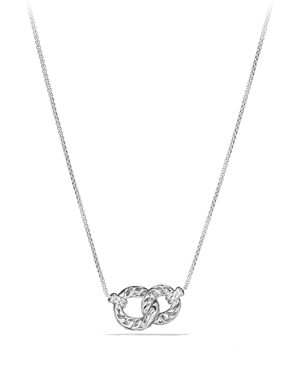 Belmont Extra-Small 18K White Gold Double-Link Necklace with Diamonds