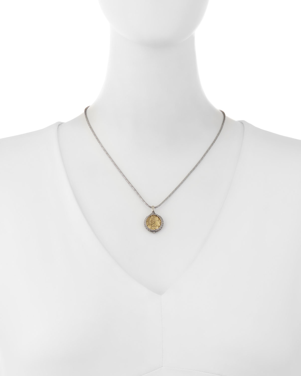 Bronze Athena Coin Pendant Necklace