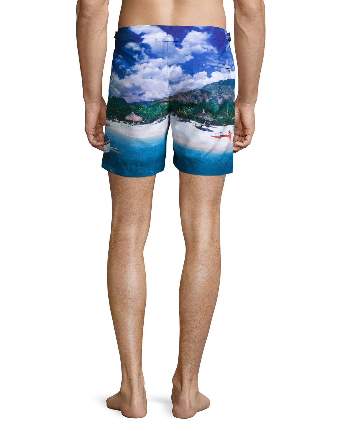 Bulldog Haitian Hiatus Printed Swim Trunks, Blue Pattern