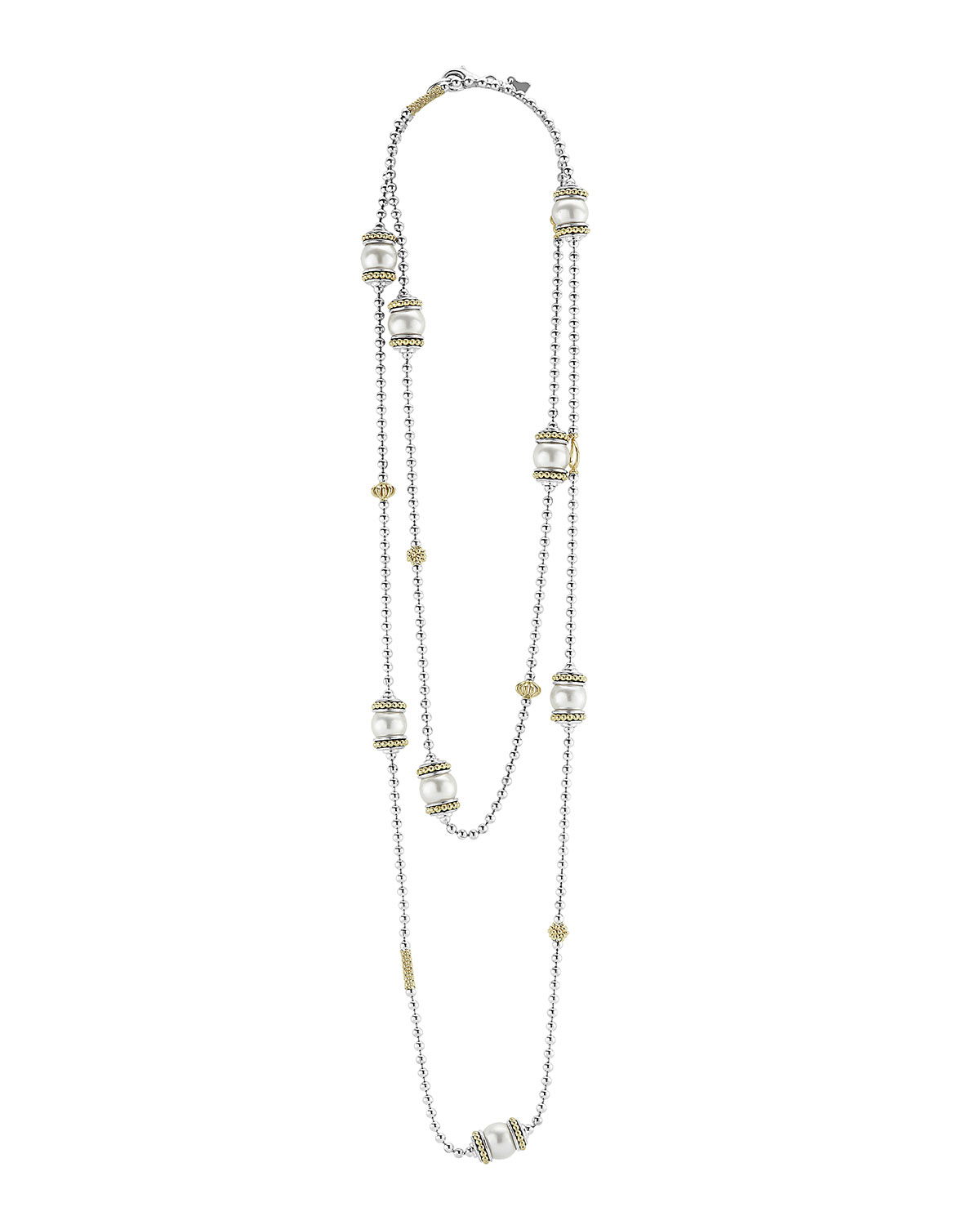 Luna 9mm Pearl Link Station Necklace, 36"