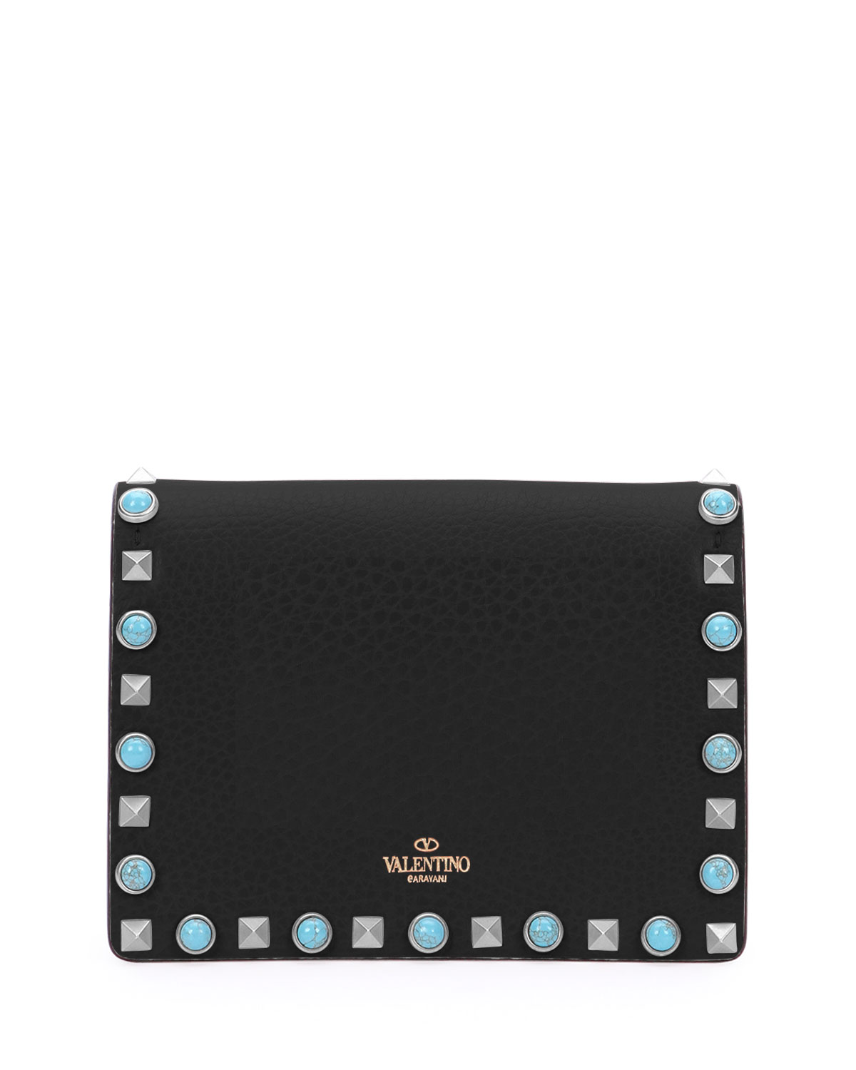 Rolling Rockstud Small Flap Chain Crossbody, Black