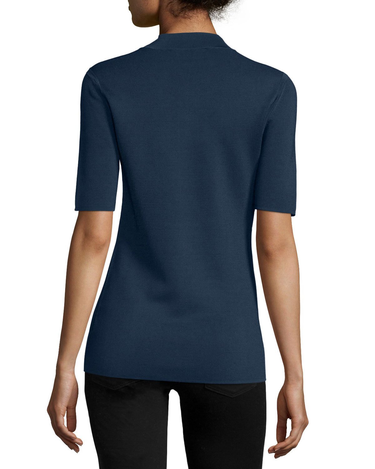 Short-Sleeve Quarter-Zip Top, Navy