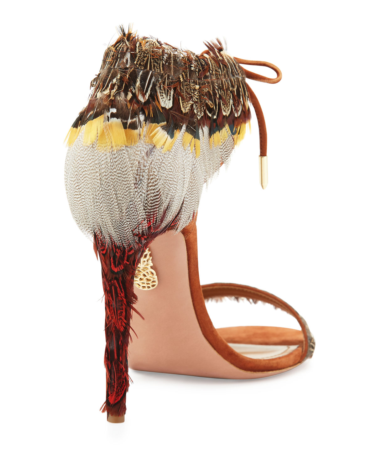 Rio Feather Ankle-Tie Sandal, Luggage