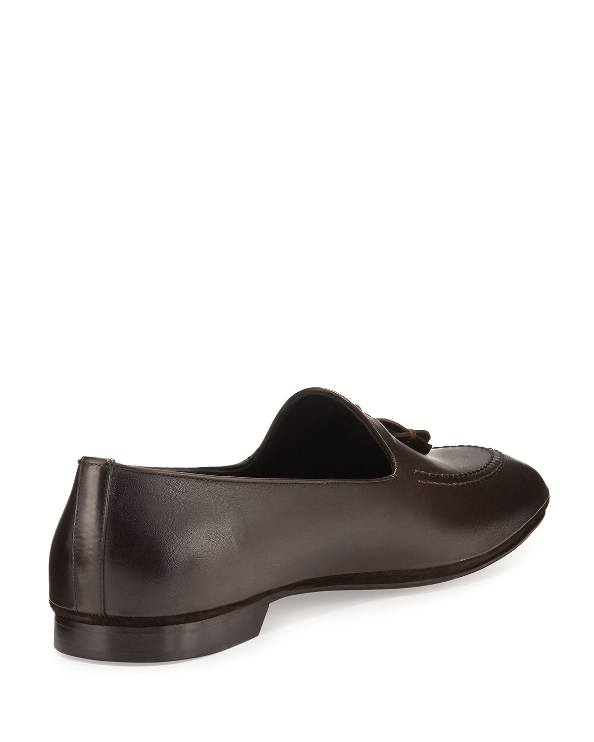 Panama Leather Tassel Loafer, Dark Brown