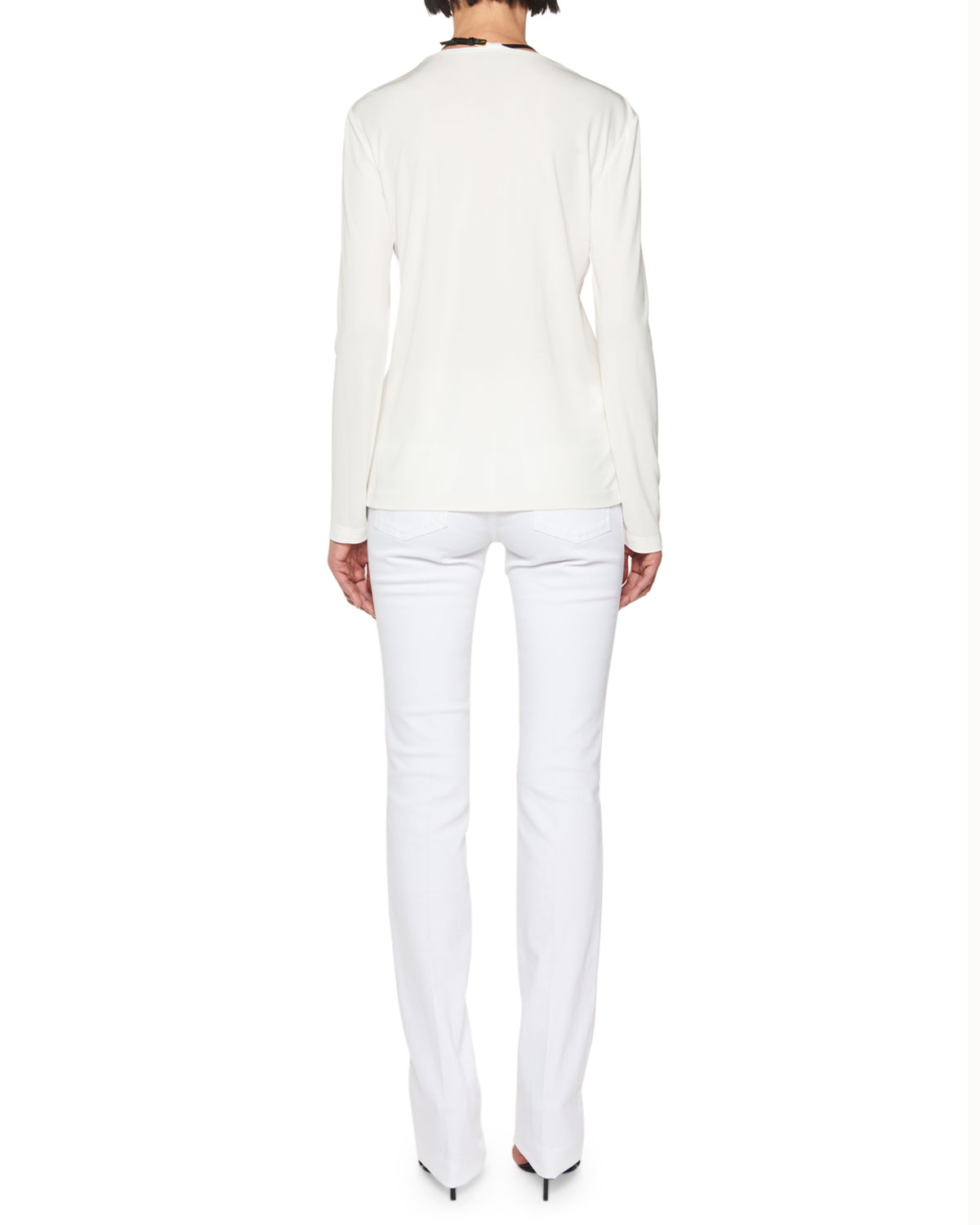 Mid-Rise Straight-Leg Jeans, White