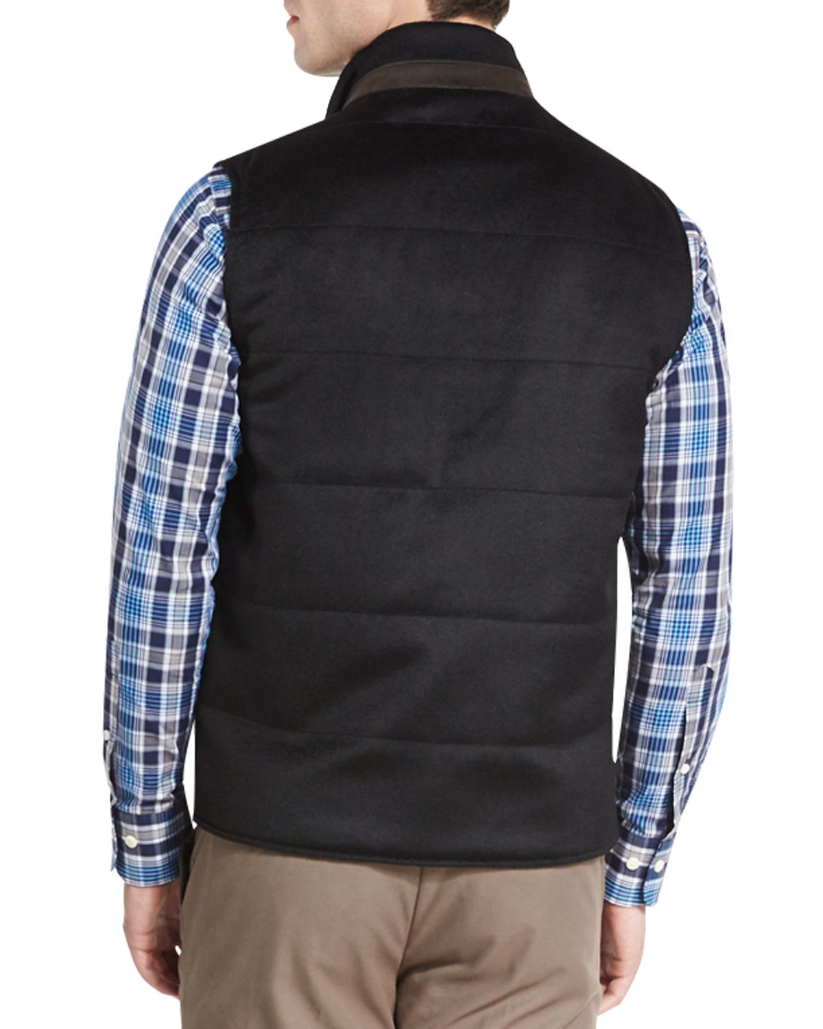 Greenwich Wool-Cashmere Quilted Vest, Black