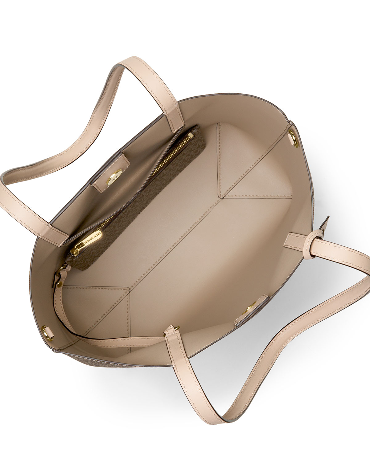 Hayley Large North-South Logo-Print Tote Bag, Mocha/Bisque