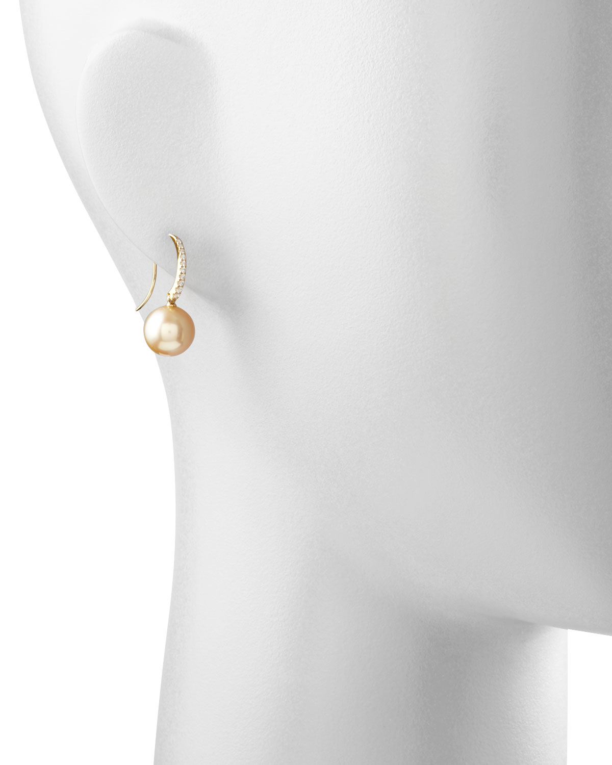 Golden South Sea Pearl and Diamond Drop Earrings, Yellow Gold