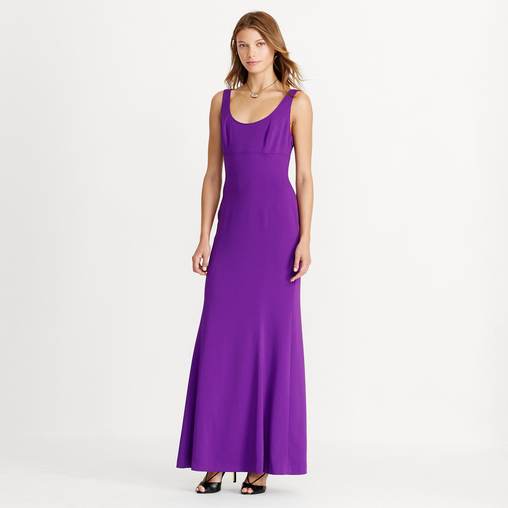 Stretch Crepe Scoop-Back Gown