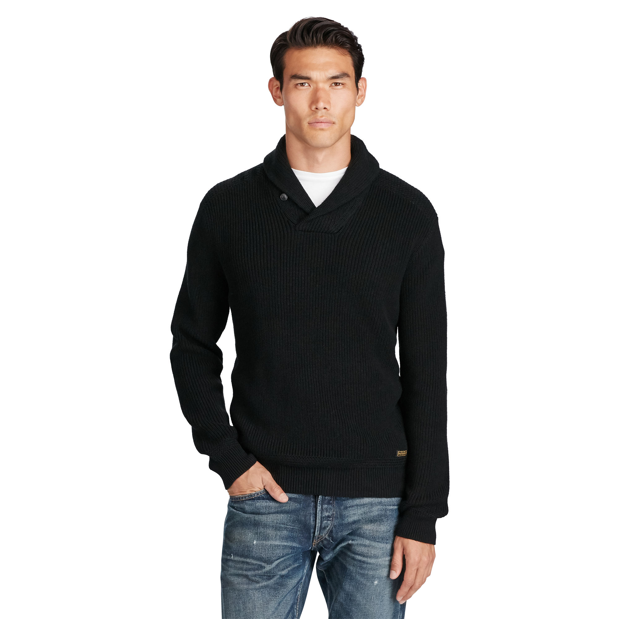 cotton shawl-collar sweater