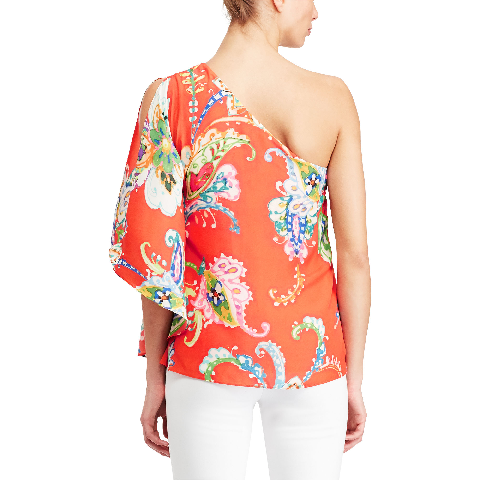 Floral Crepe One-Shoulder Top