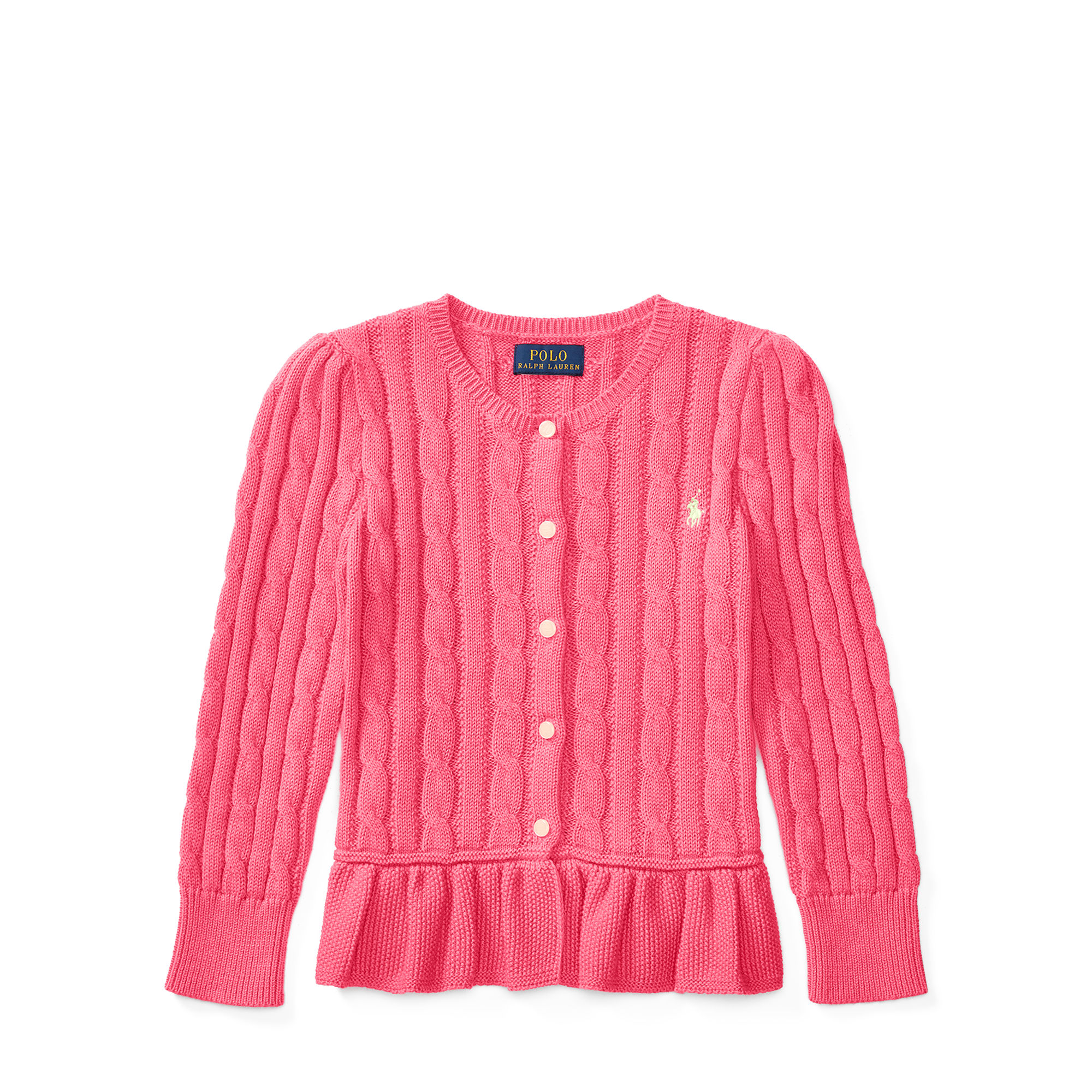 Cable Cotton Peplum Cardigan