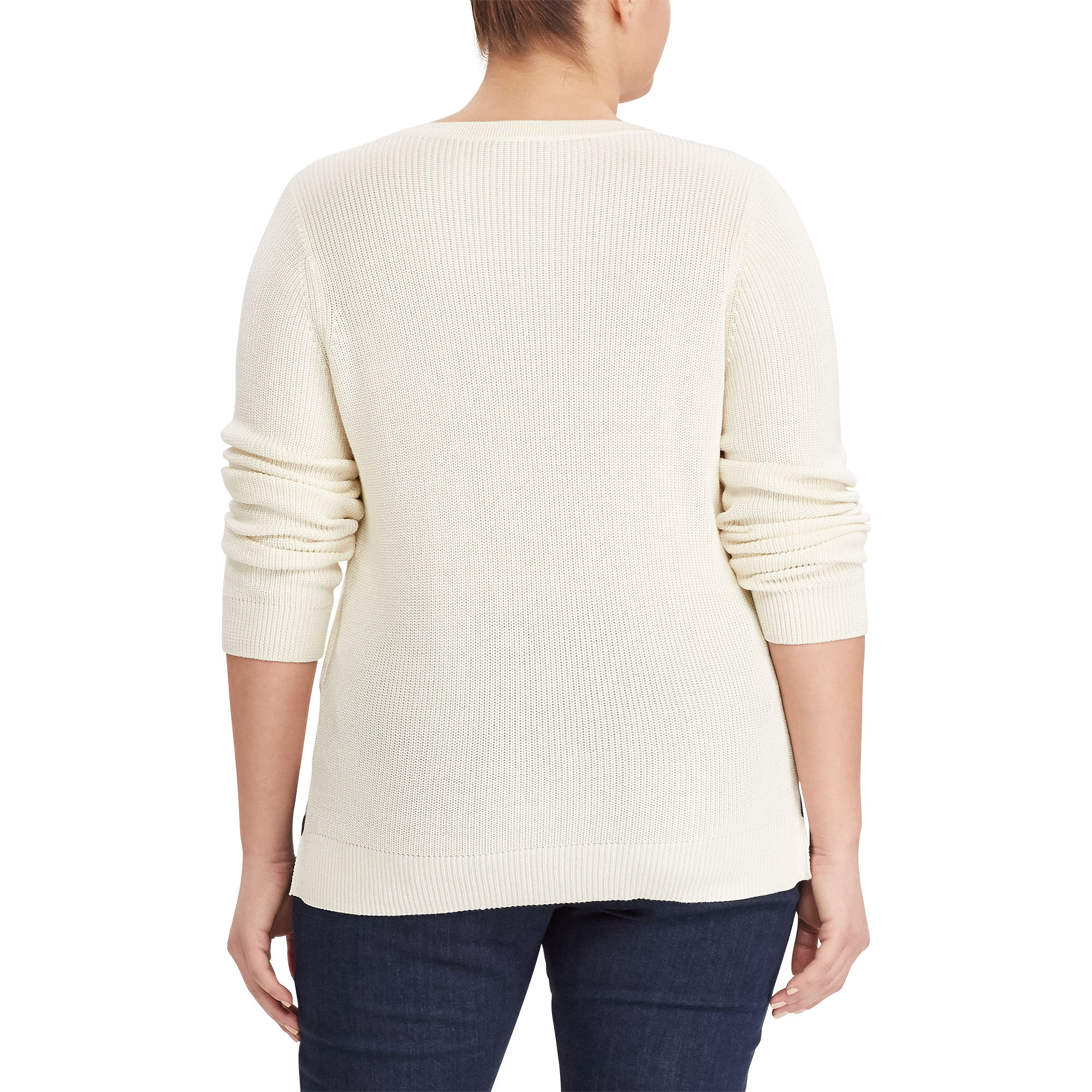 Cotton-Blend Lace-Up Sweater