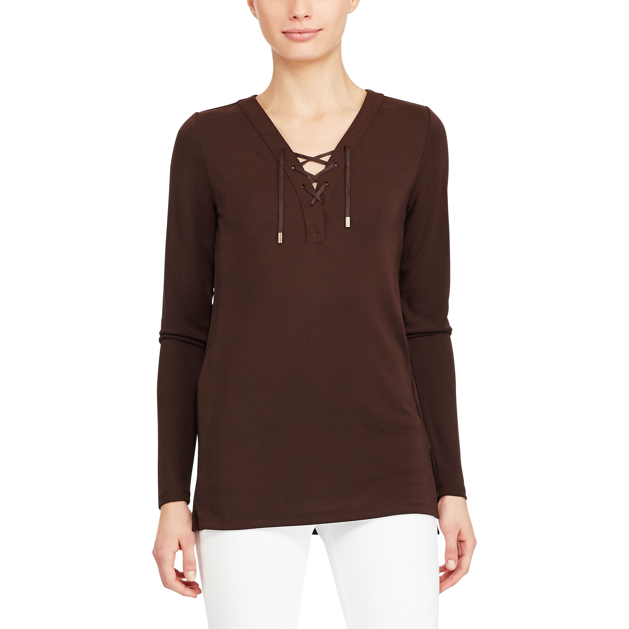 Lace-Up Jersey Tunic Top