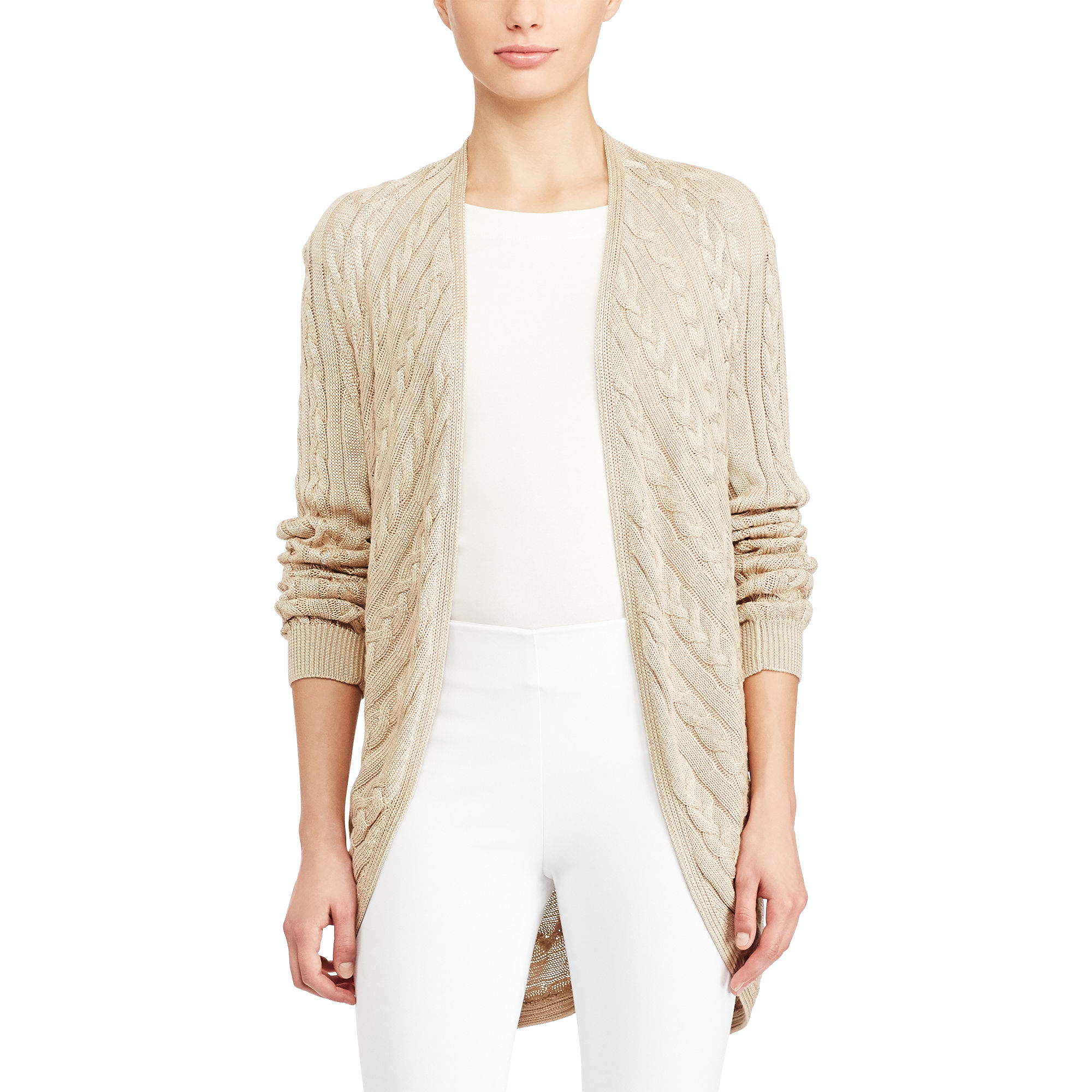 Cable-Knit Open-Front Cardigan