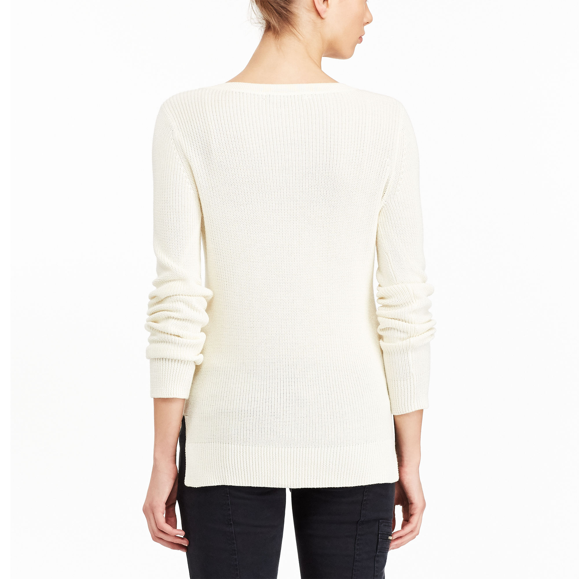 Cotton-Blend Lace-Up Sweater