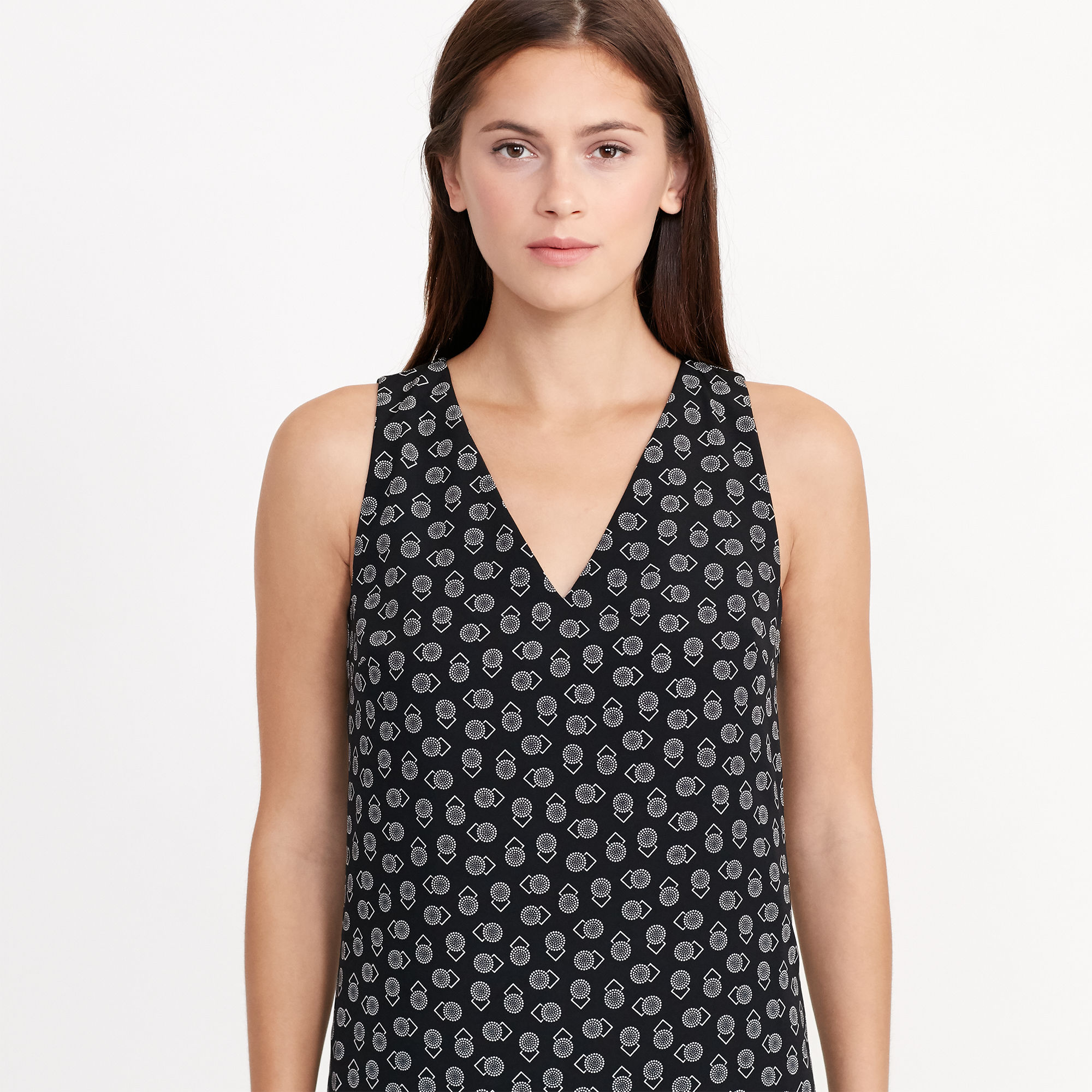 Pattern-Blocked Crepe Dress