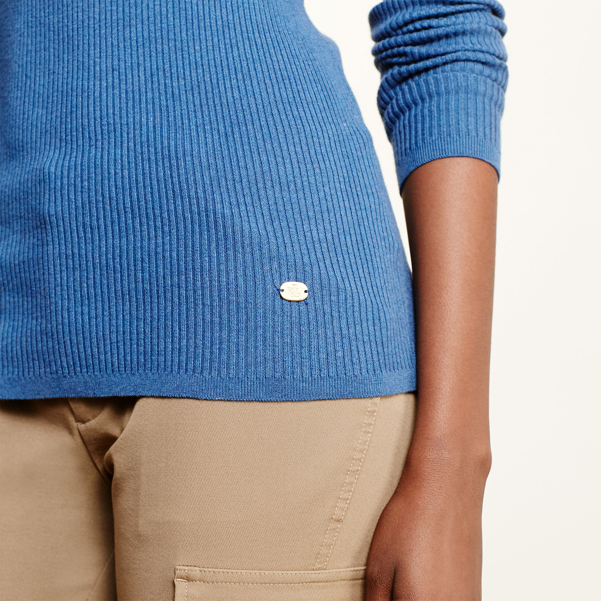 ribbed stretch cotton sweater