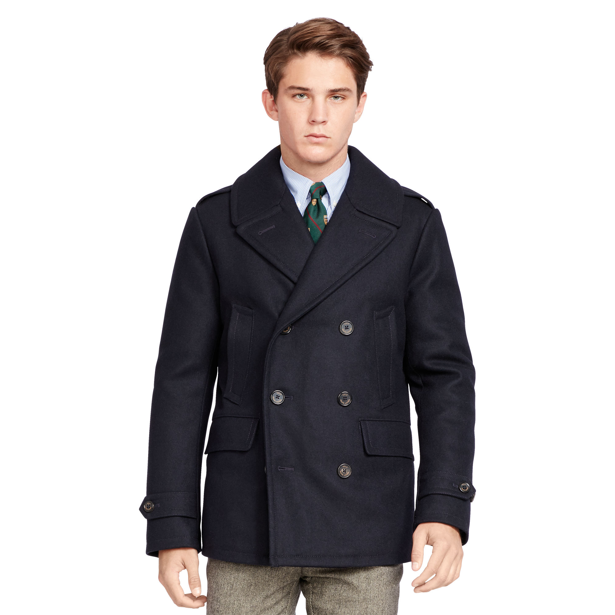 wool-blend down pea coat