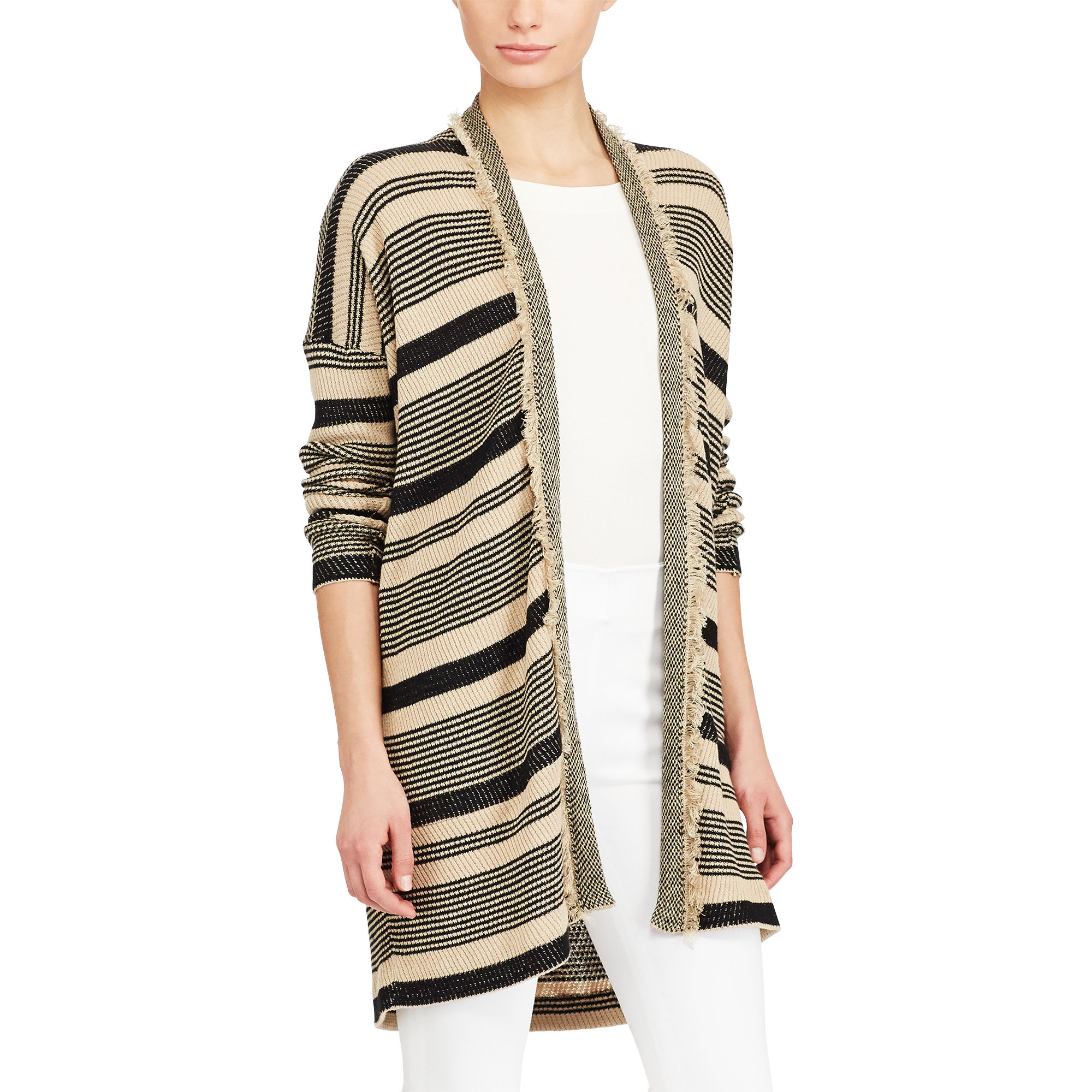 Striped Open-Front Cardigan