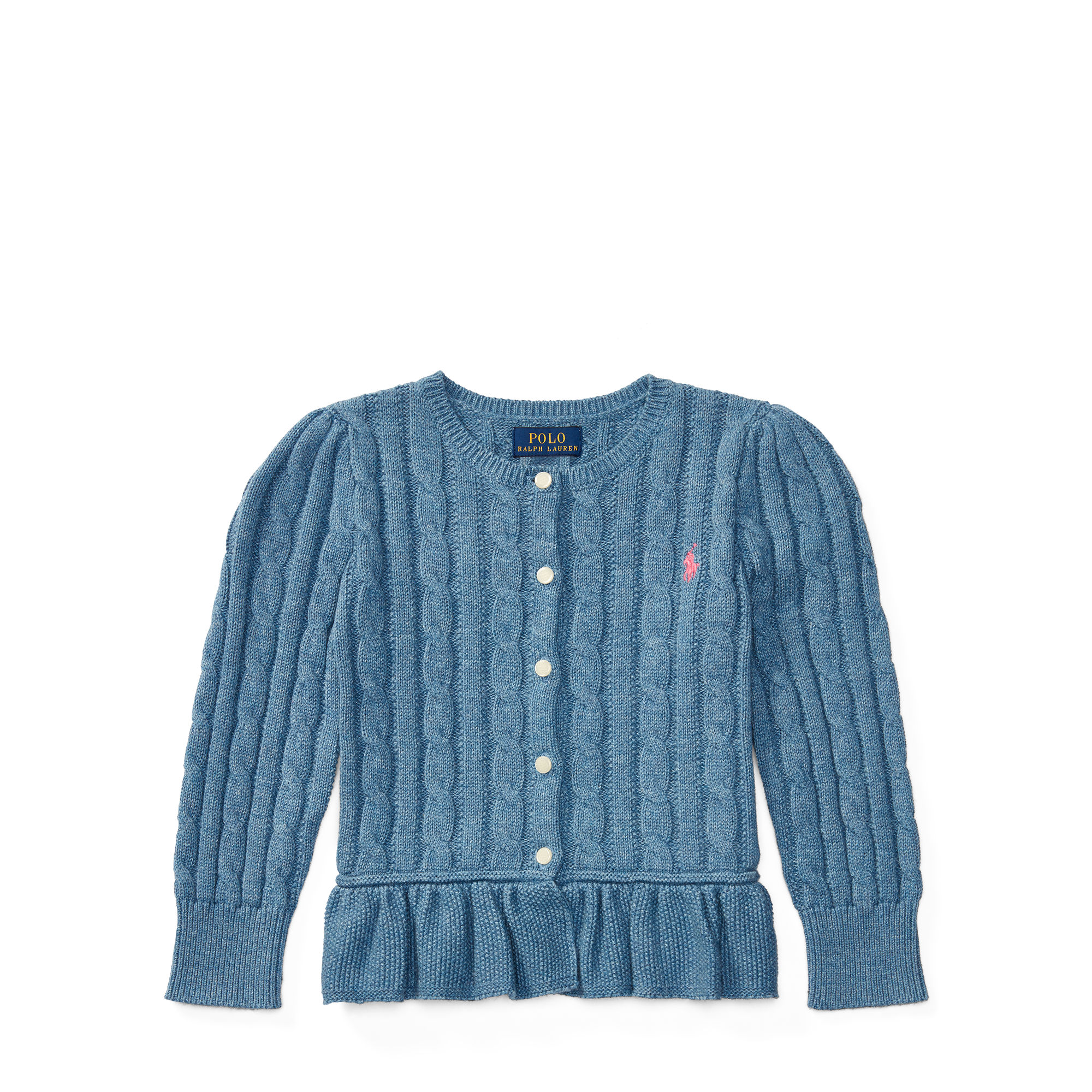 Cable Cotton Peplum Cardigan