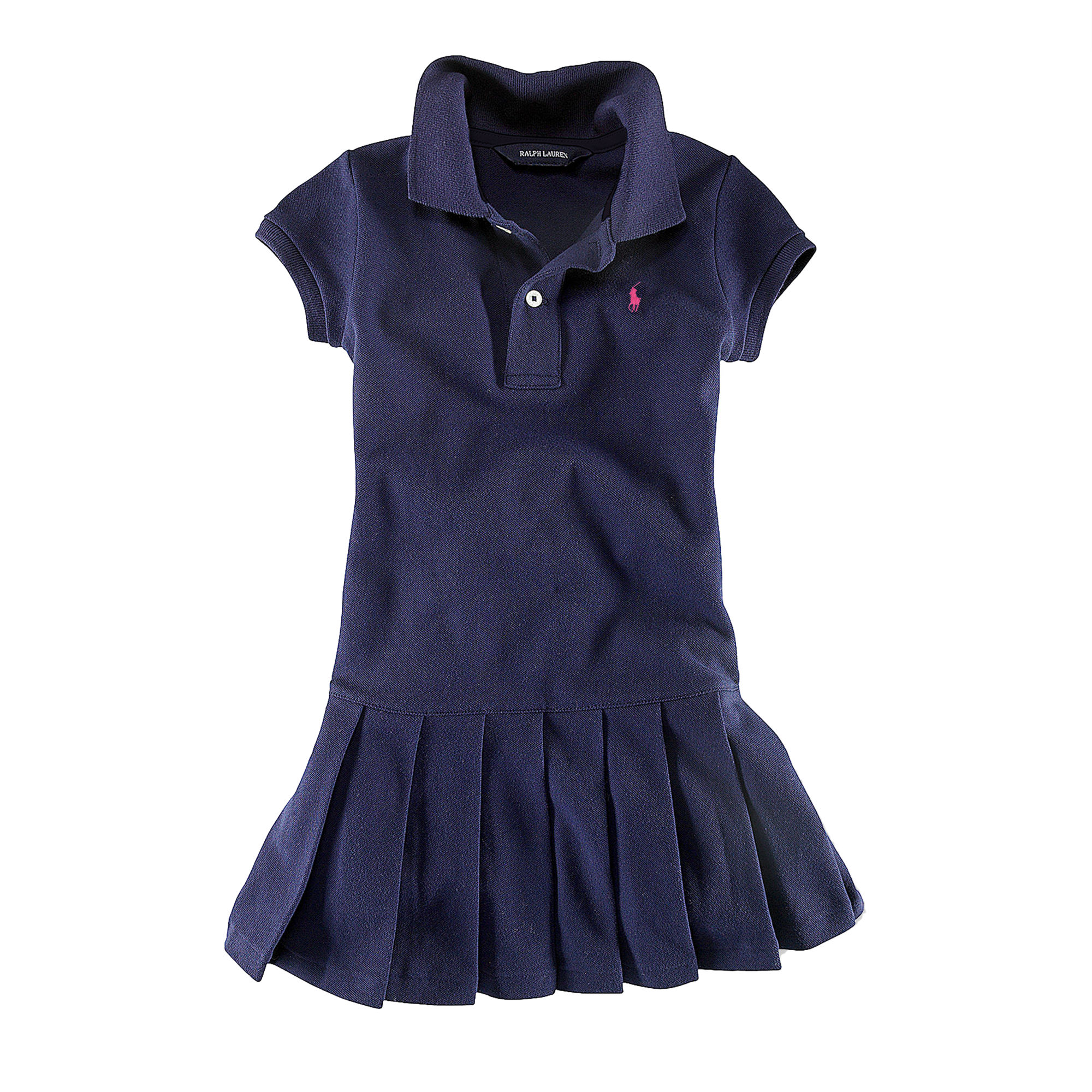 Pleated Cotton Polo Dress