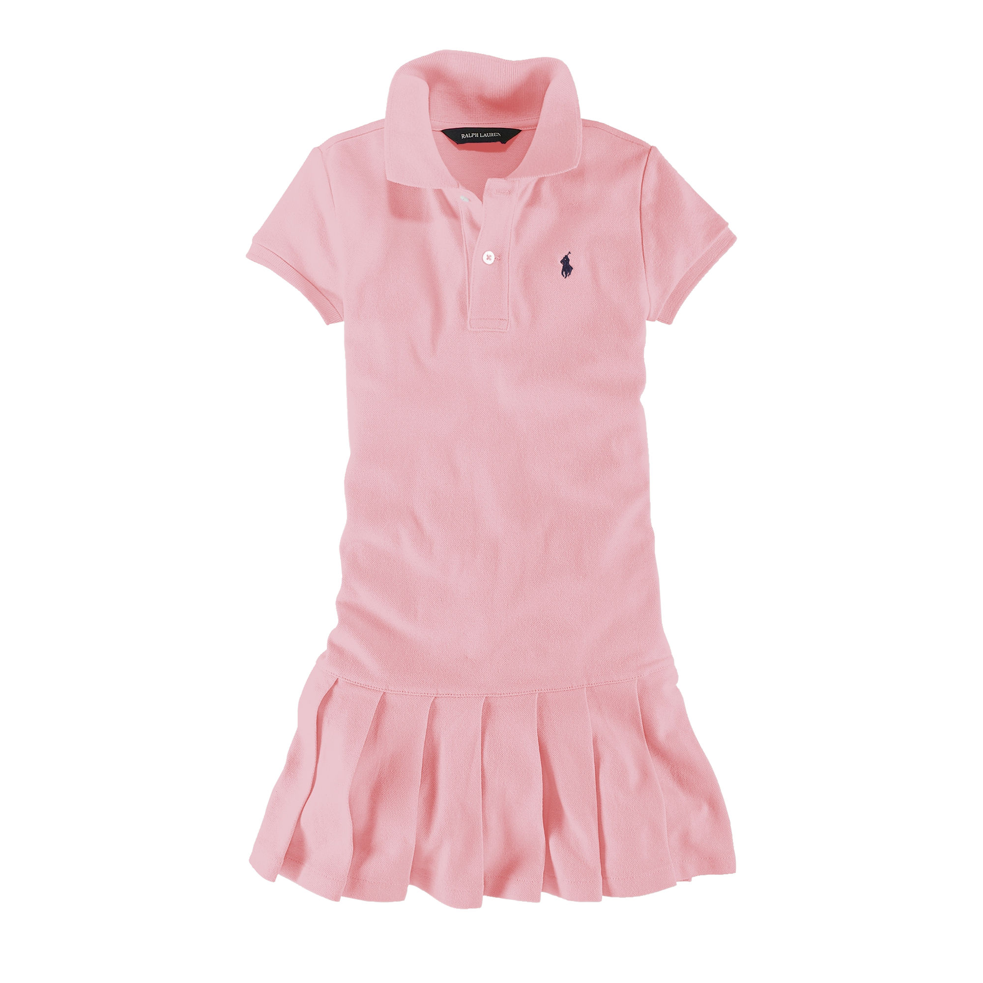 Pleated Cotton Polo Dress