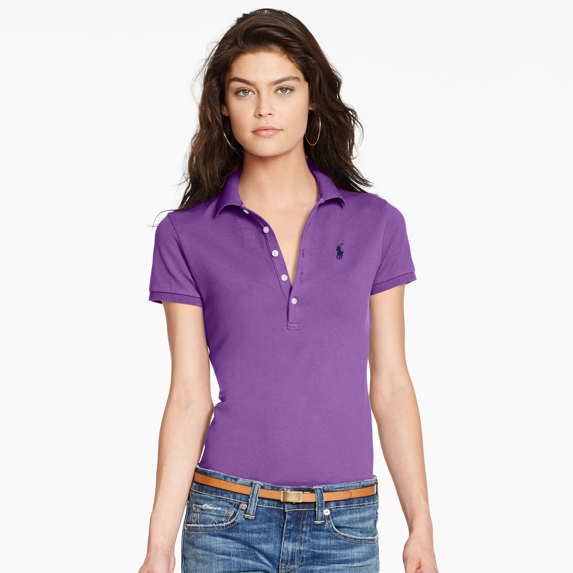 Skinny Fit Stretch Mesh Polo