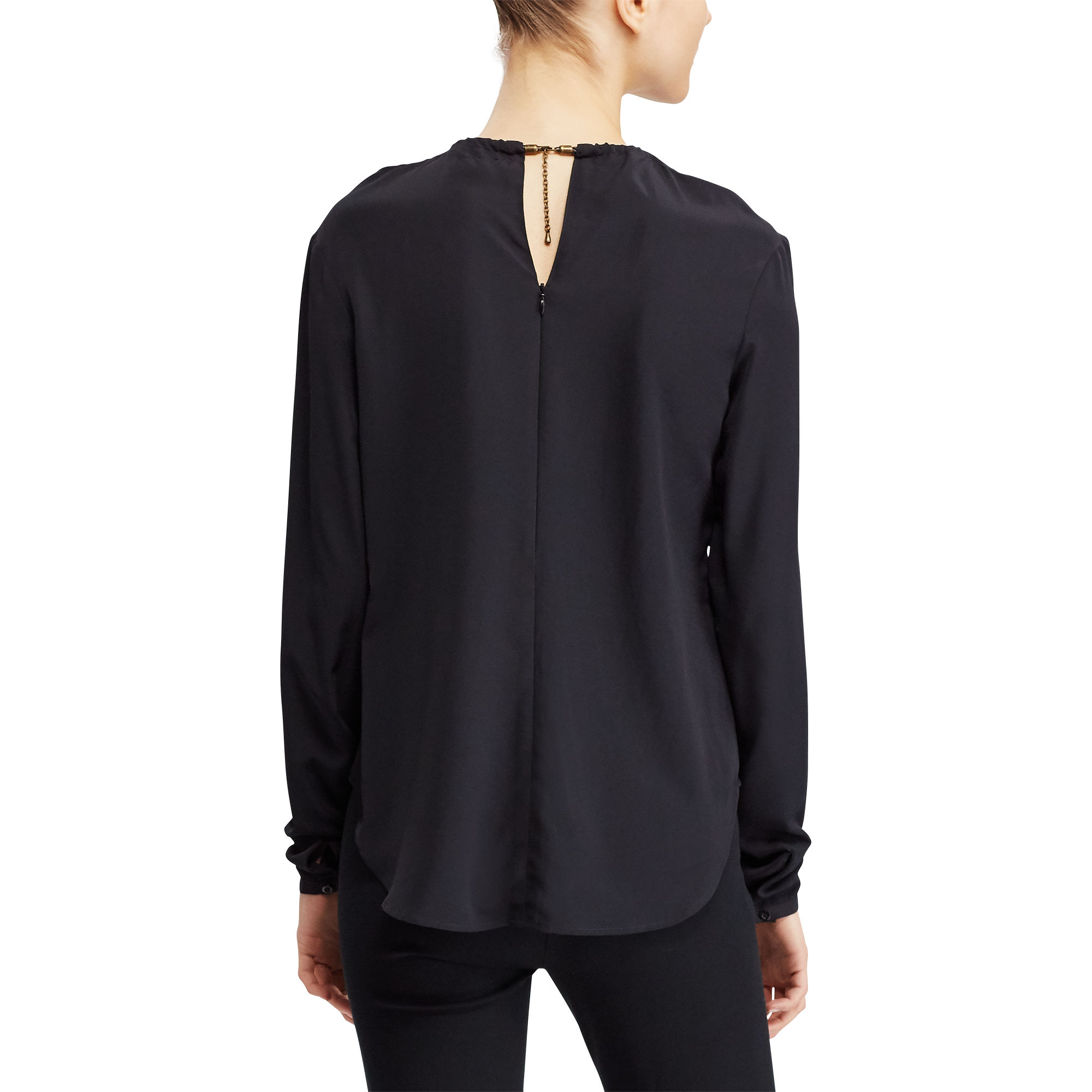 Crepe de Chine Long-Sleeve Top