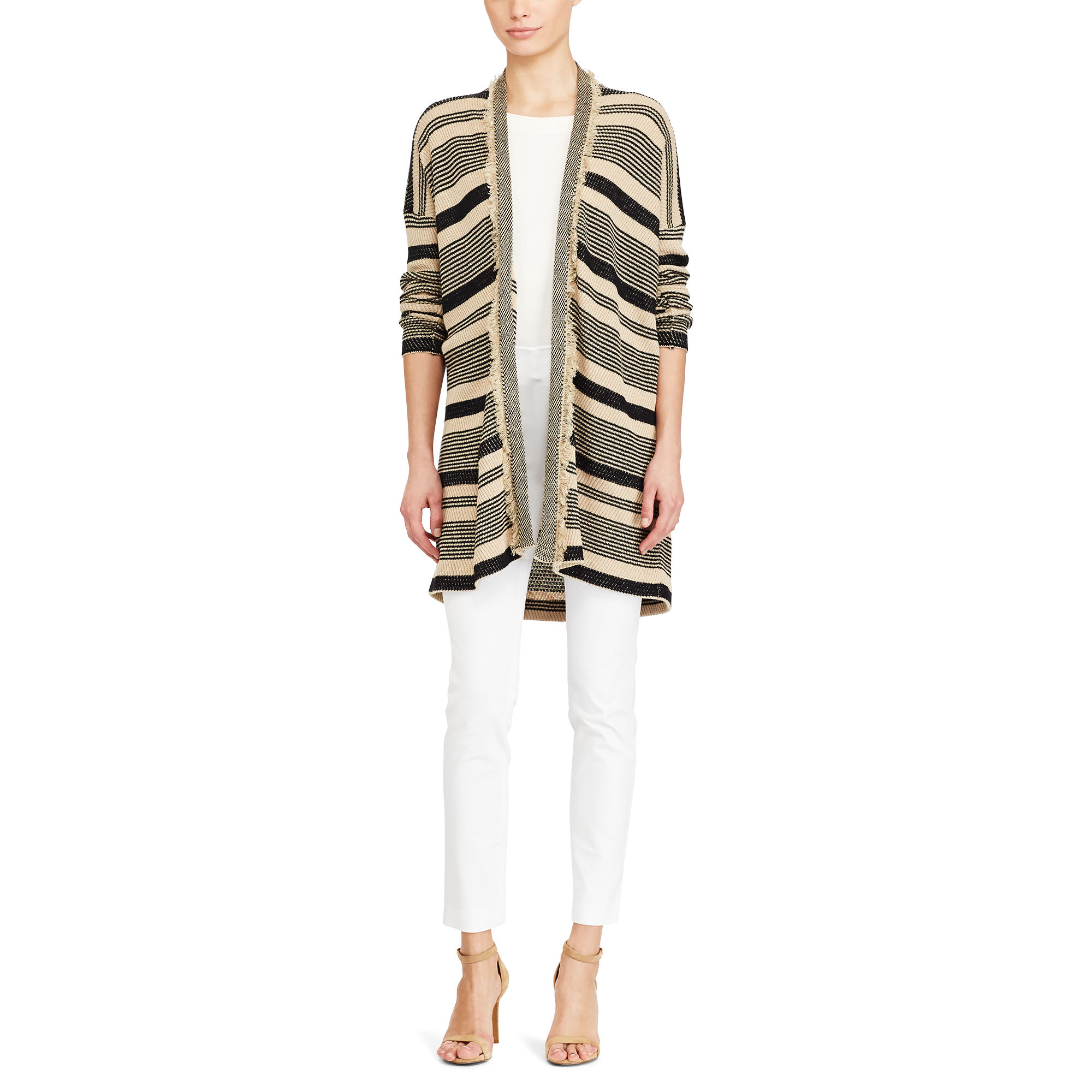 Striped Open-Front Cardigan