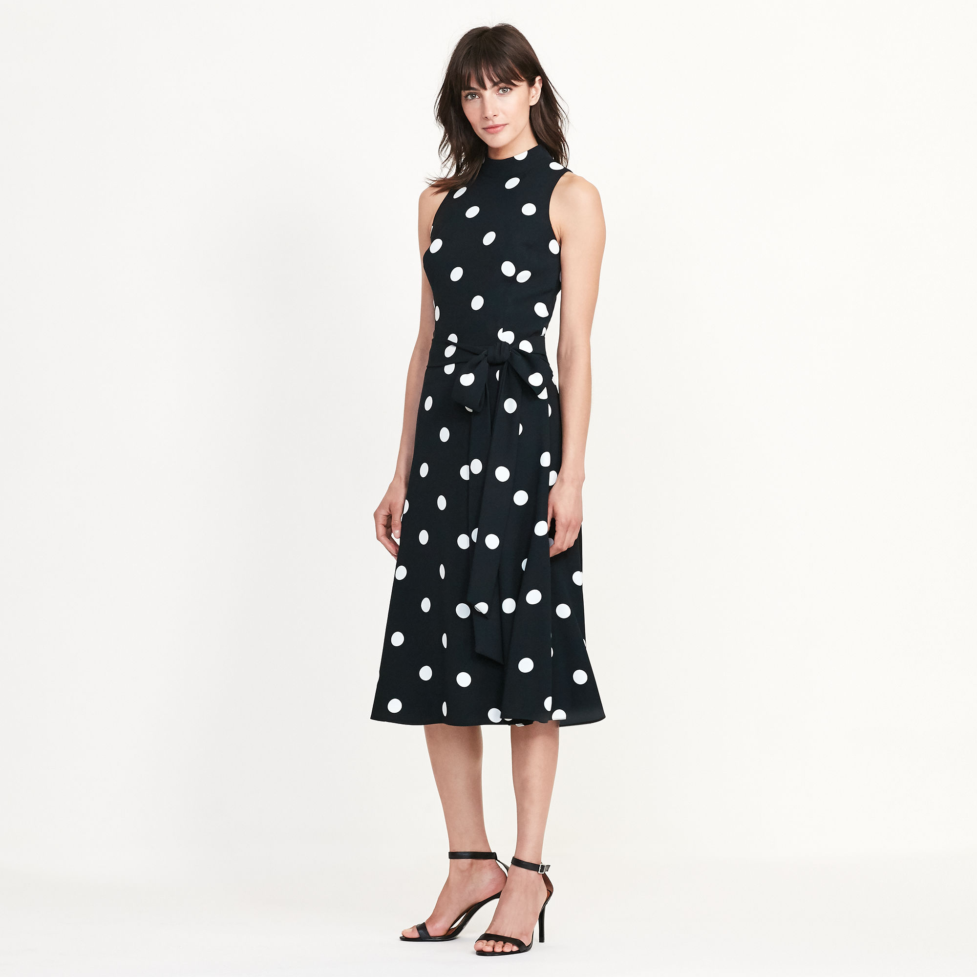 Polka-Dot Crepe Midi Dress