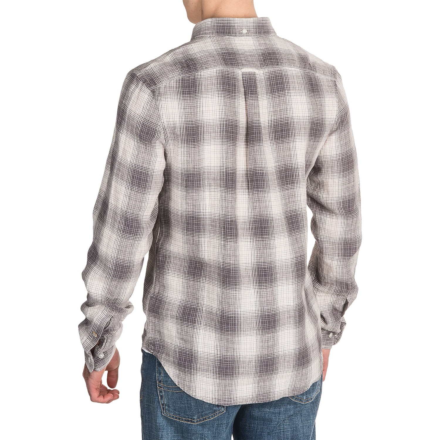 Timberland Linen Ombre-Plaid Cargo Shirt - Long Sleeve (For Men)