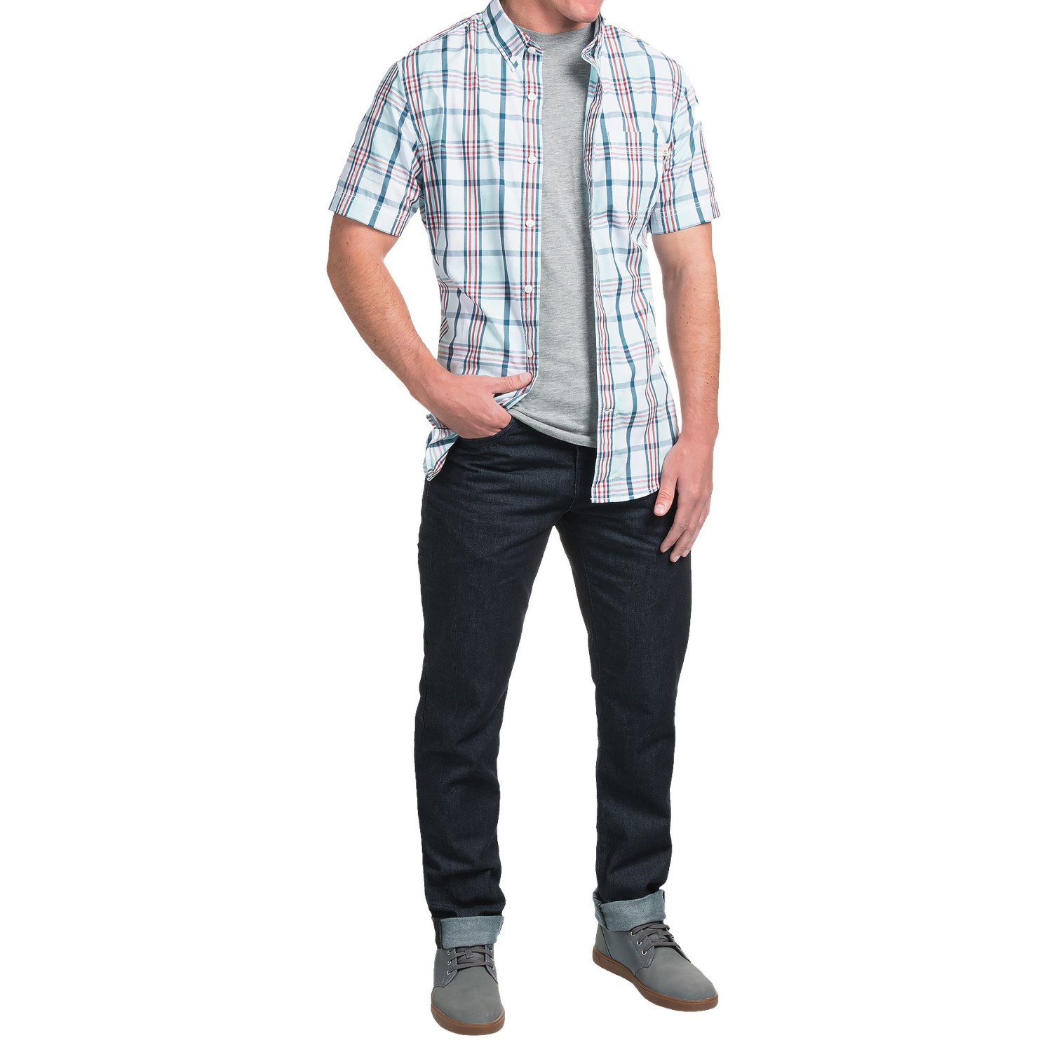 Timberland Large Check Shirt - Short Sleeve (For Men)