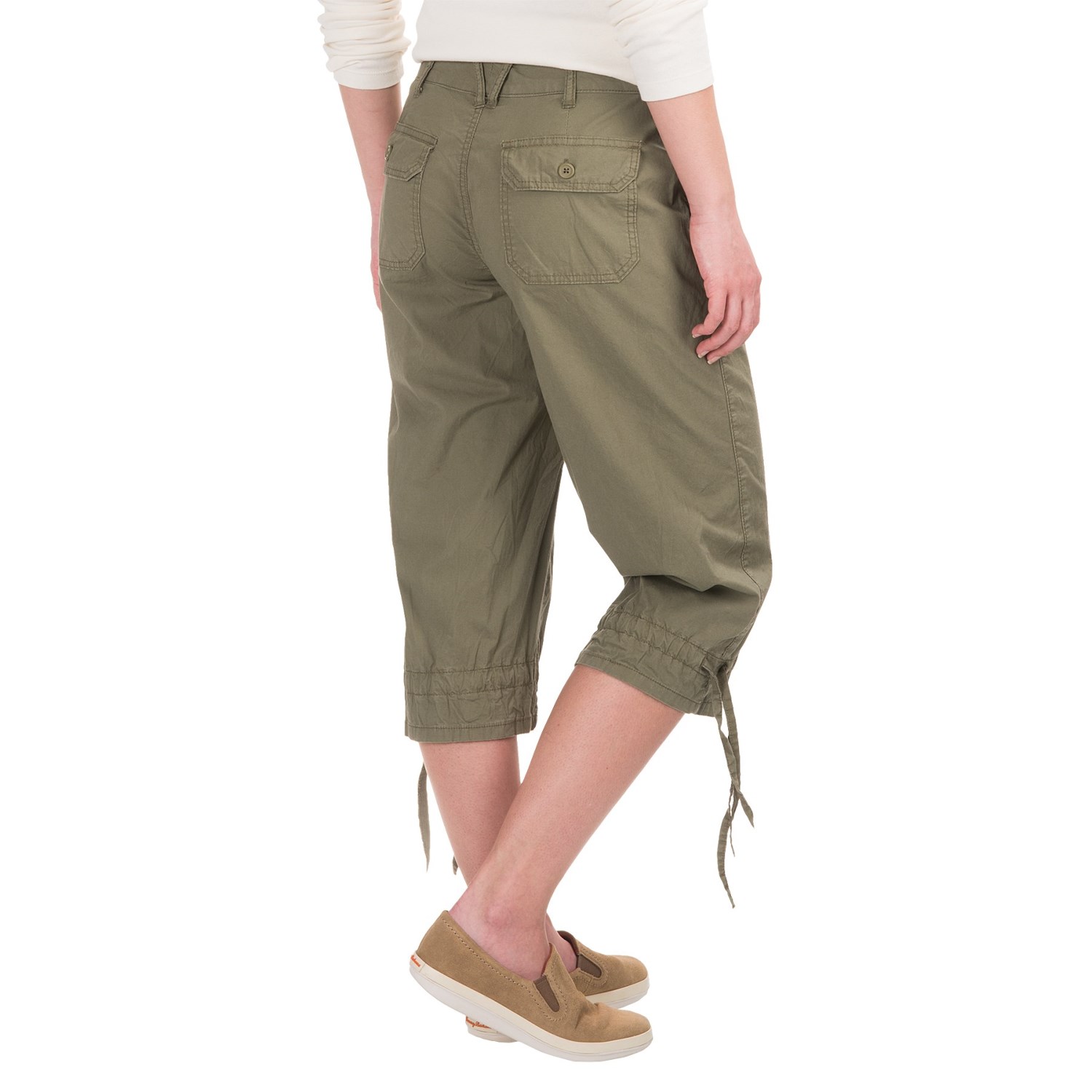 Cotton Lawn Cargo Pocket Capris (For Women)