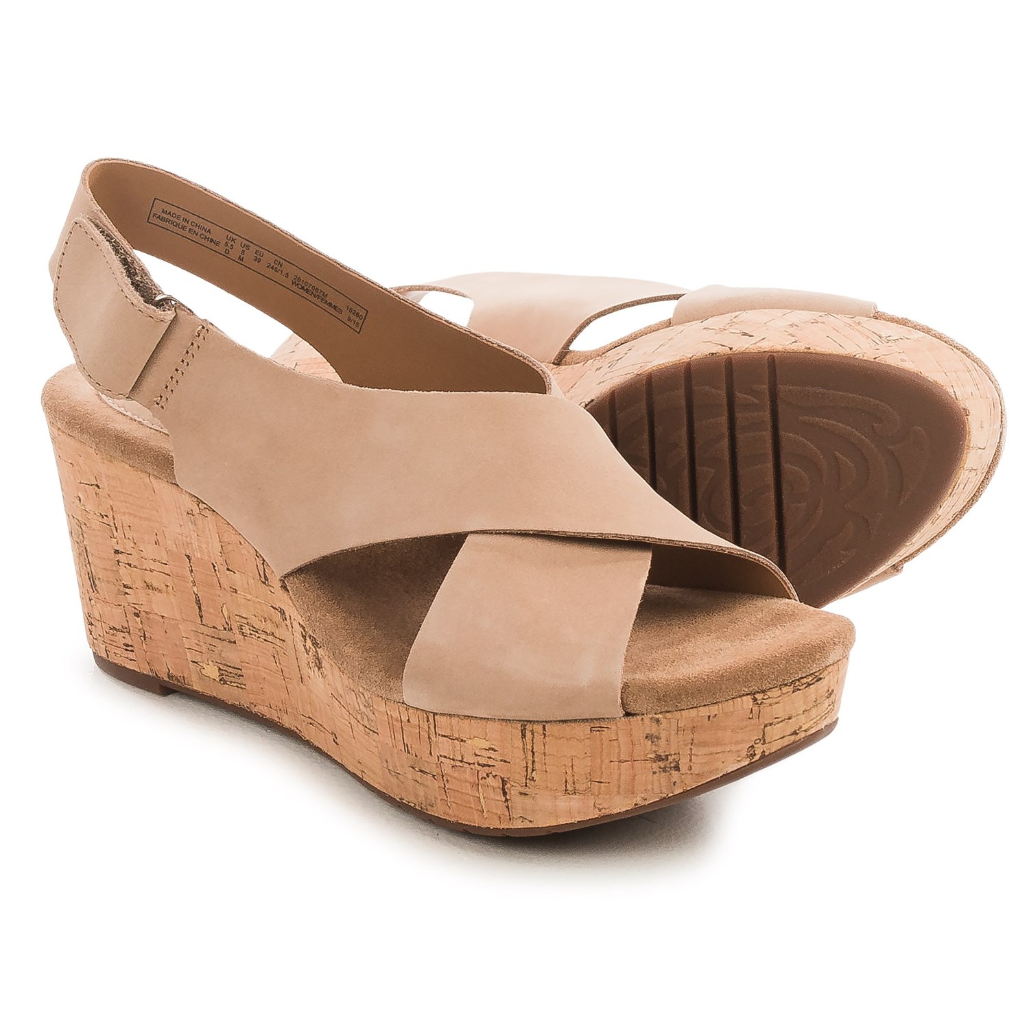 Clarks Caslynn Shae Wedge Sandals - Nubuck (For Women)